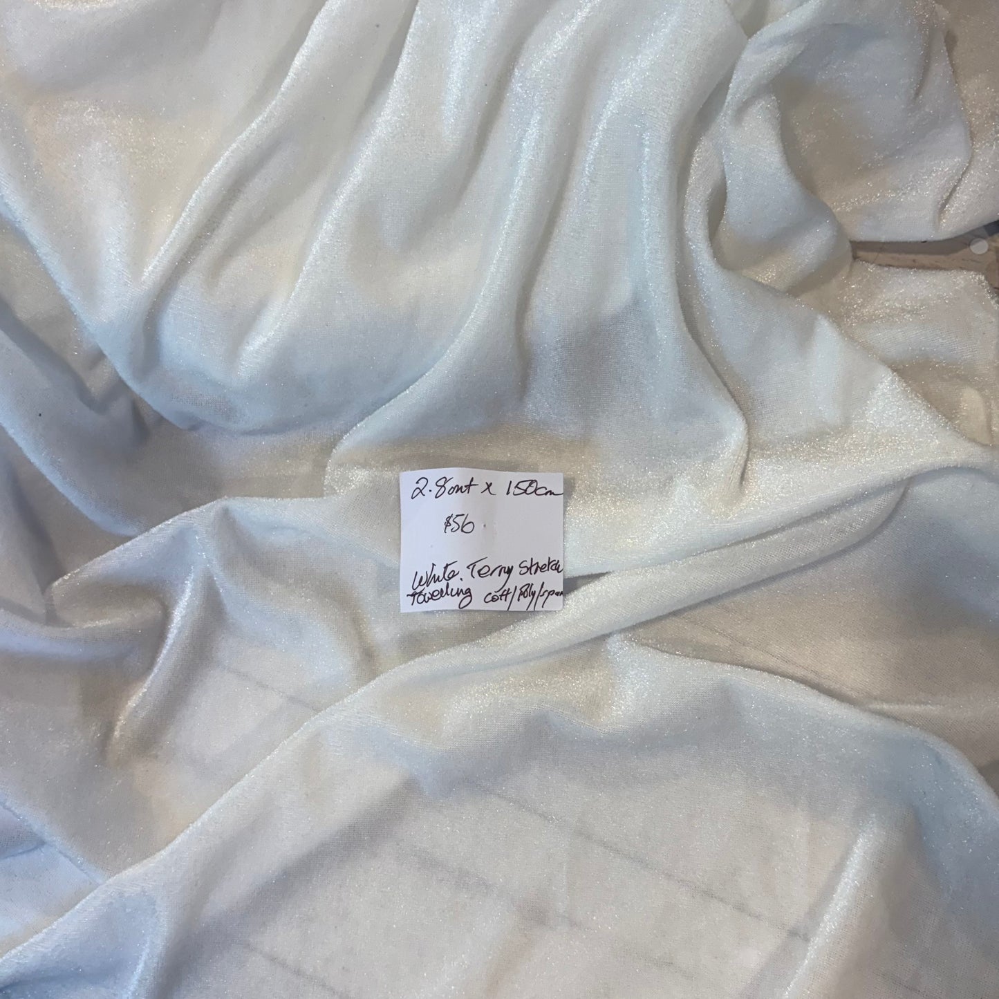 2.8m Crystal White Stretch Terry Toweling