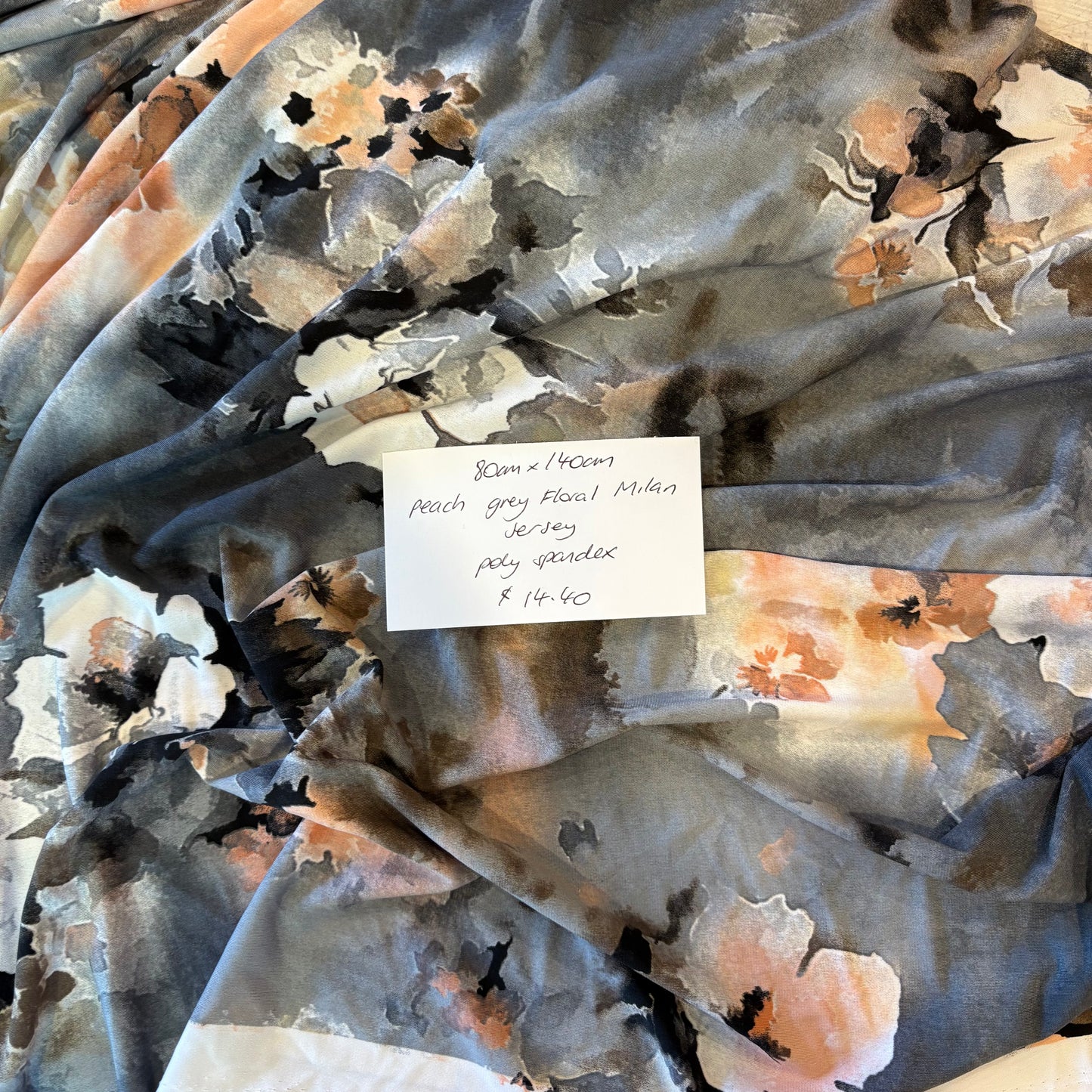 80cm Peach Grey Floral Milan Jersey