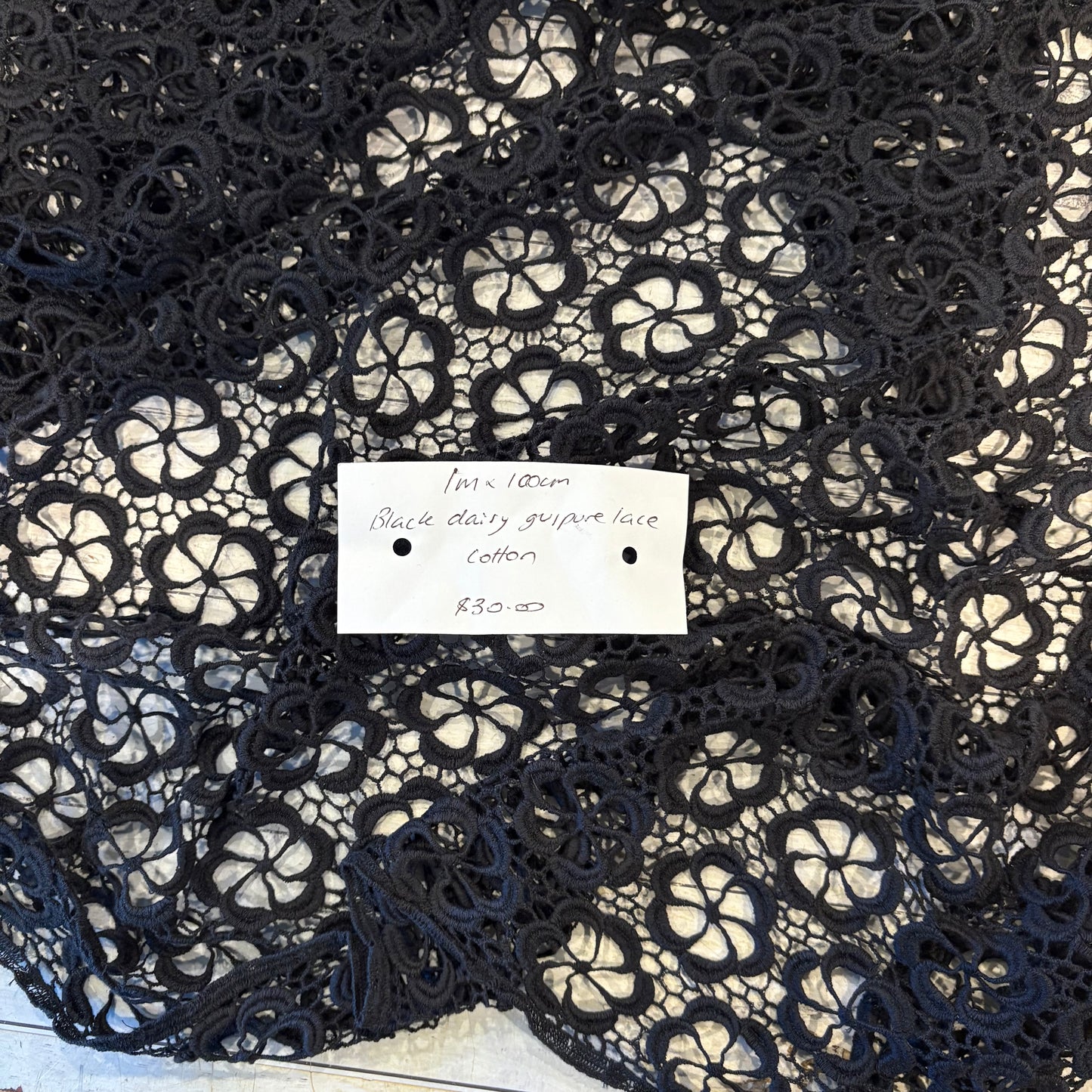 1m Black Daisy Guipure Lace