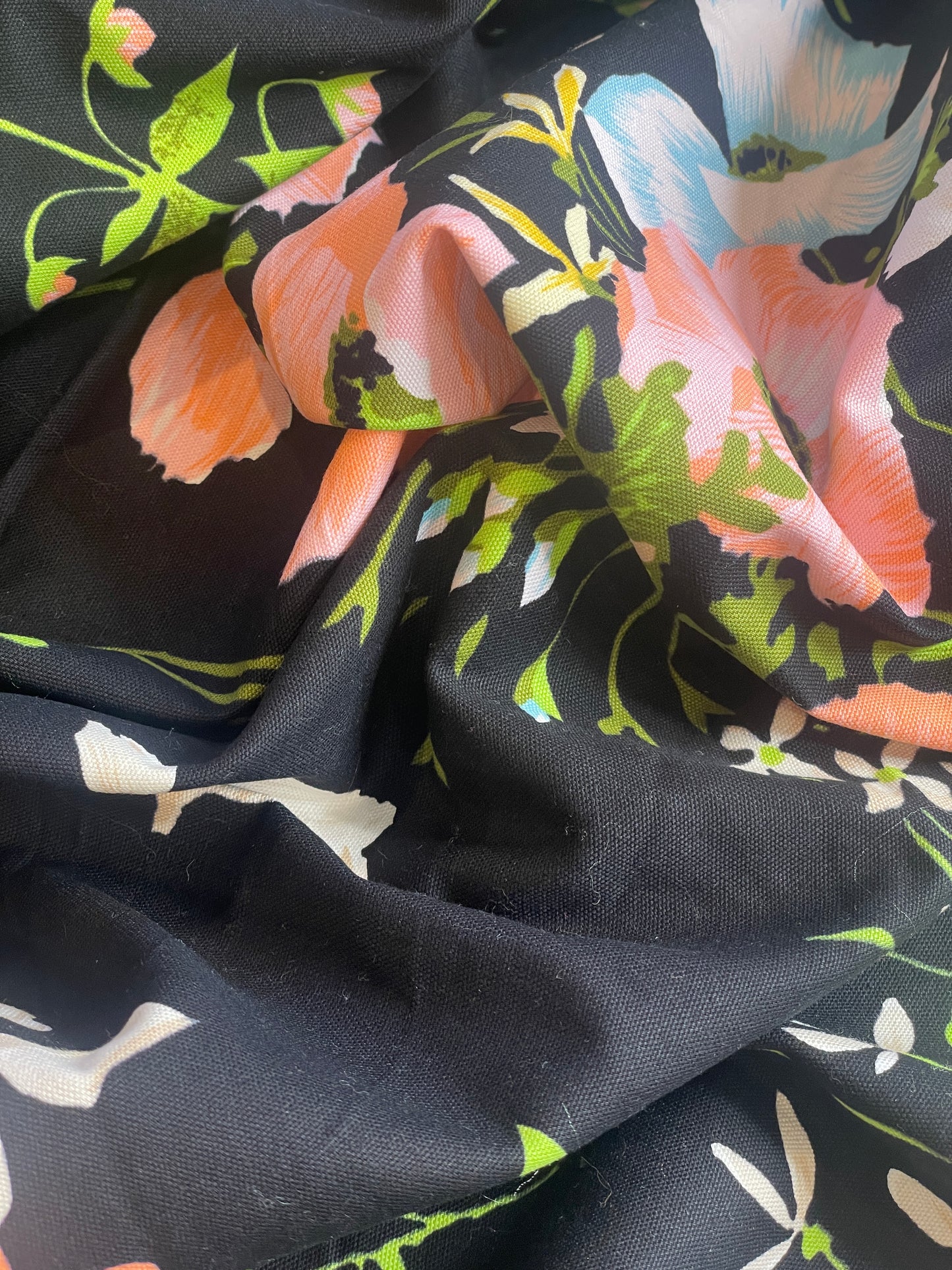 Hot house flowers vintage print cotton