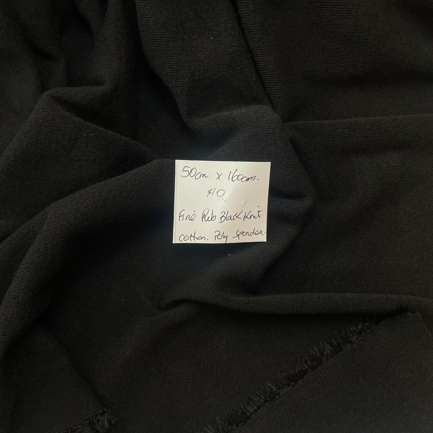 50cm Fine Rib Black Knit