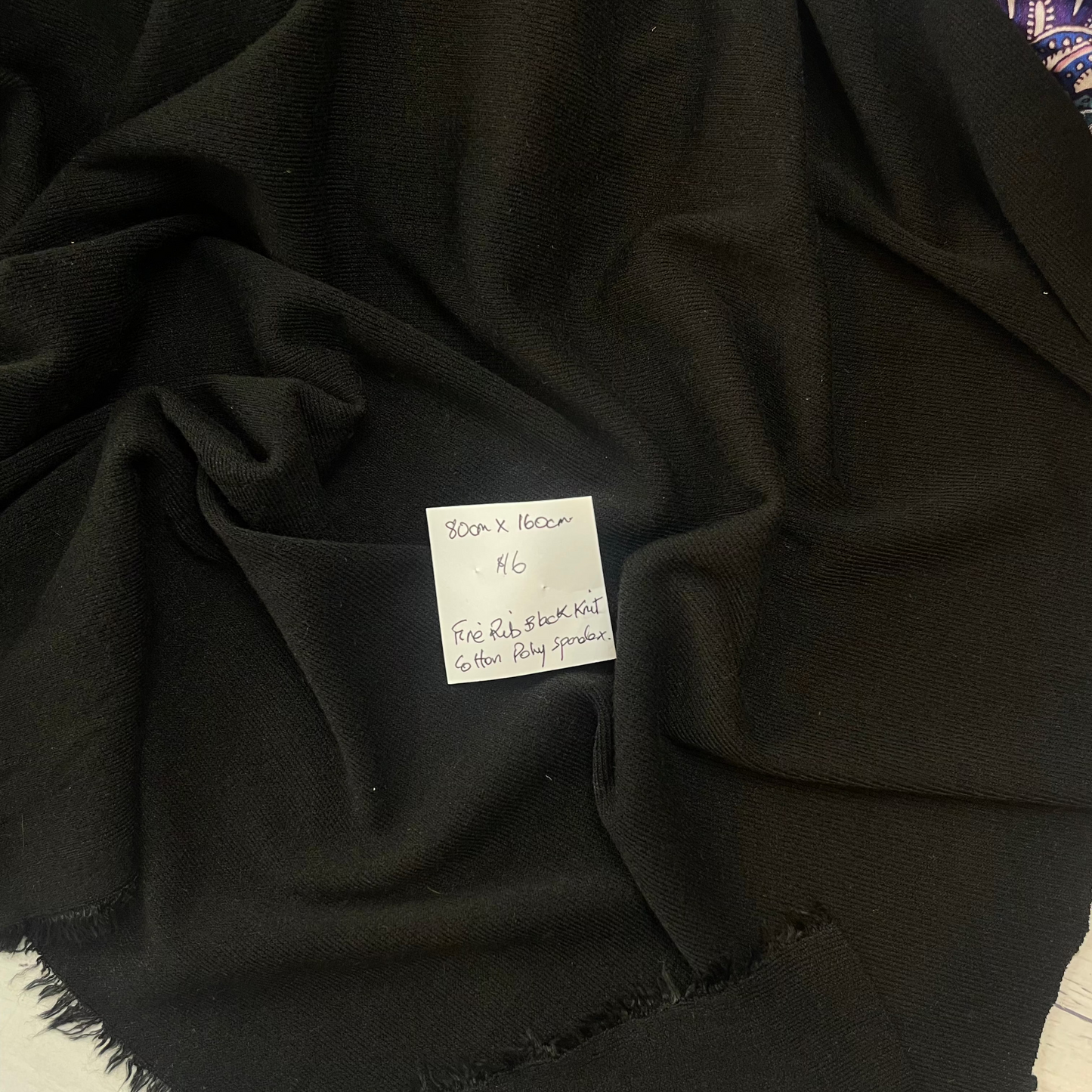 80cm Fine Rib Black Knit