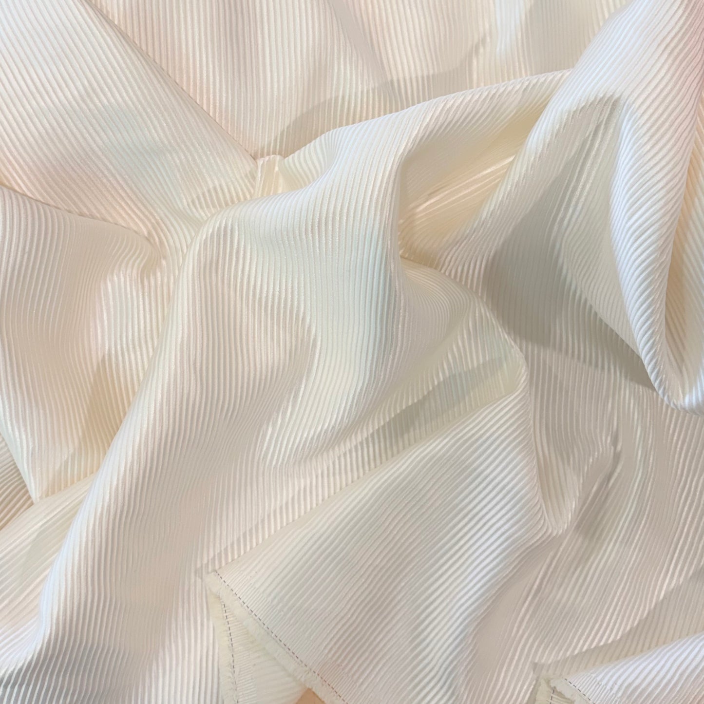 2.2m Buttercream Self Stripe Satin Taffeta Brocade