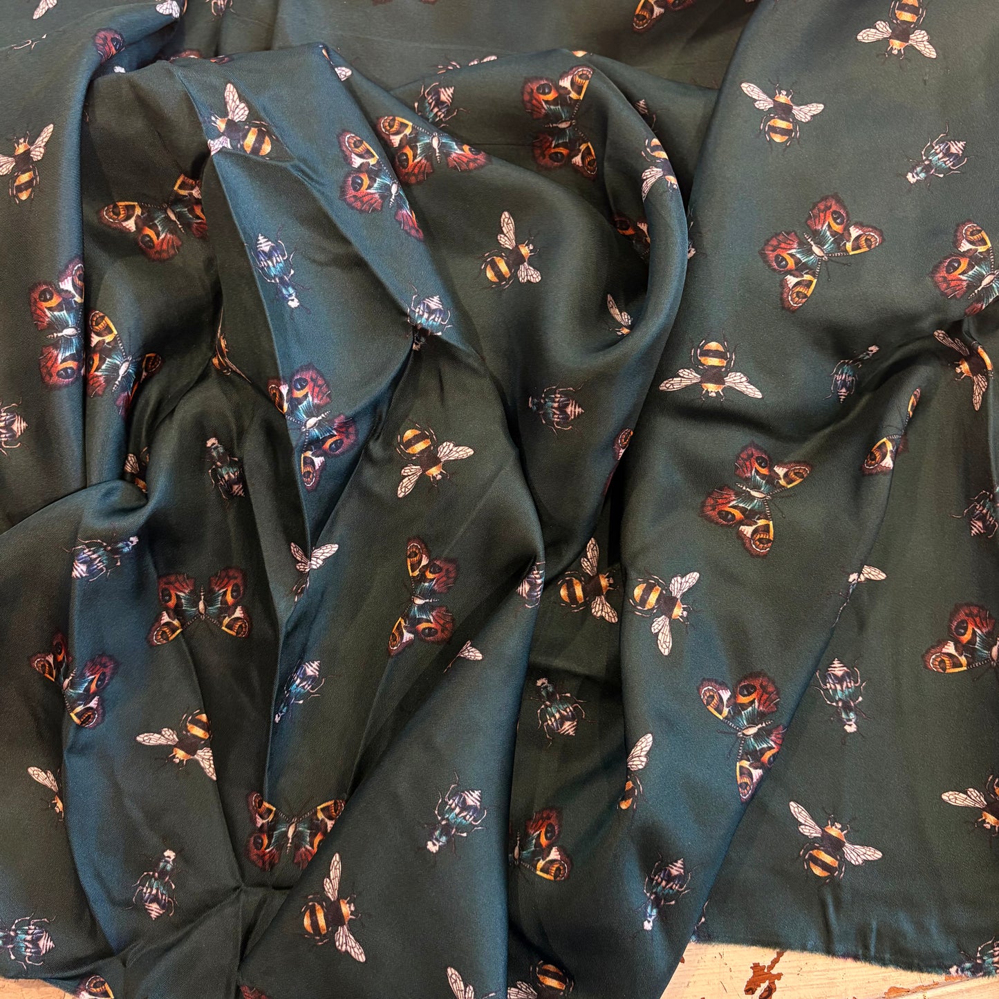 80cm Deep Green Creatures Silk Twill
