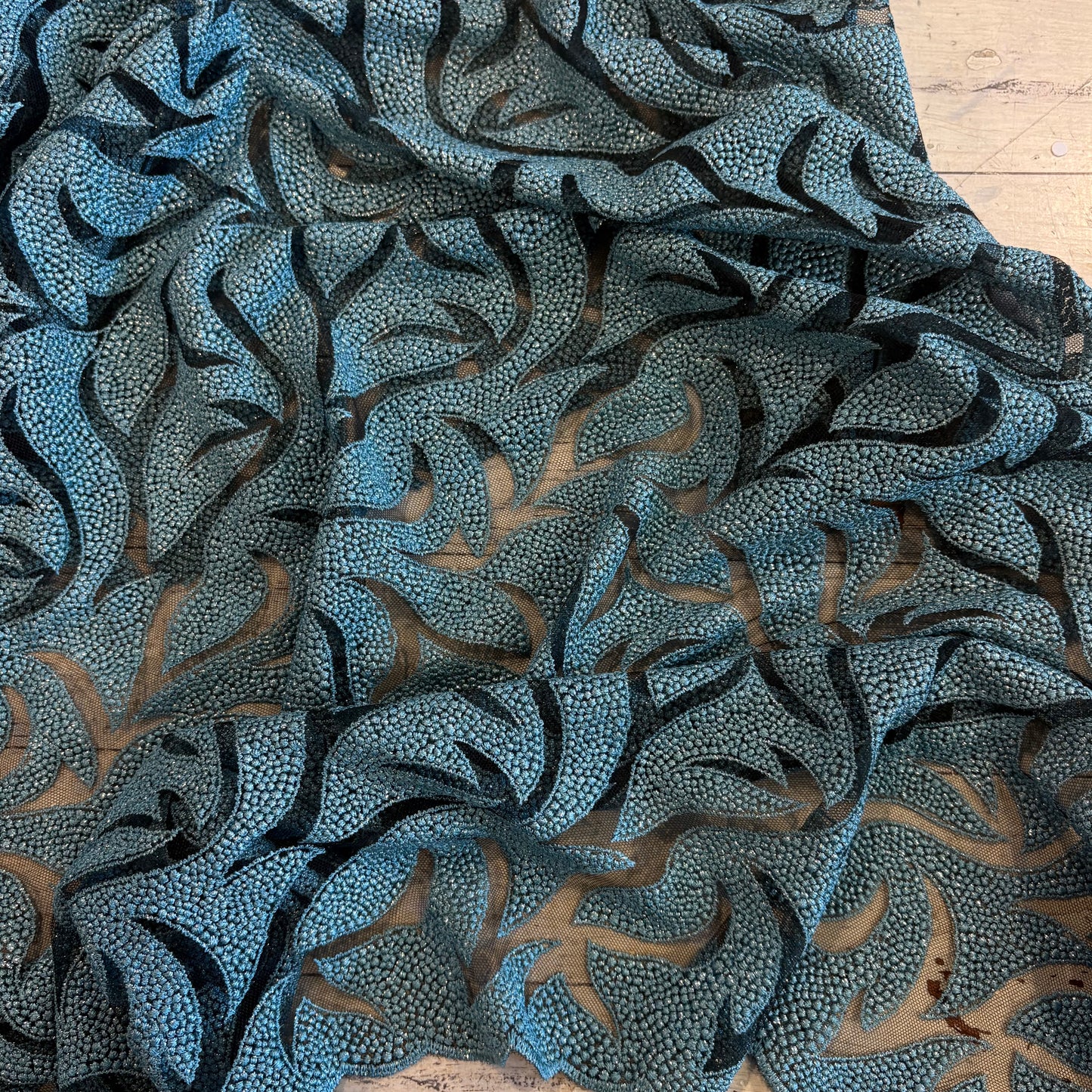 1.8m Ocean Waves Embroidered Tulle