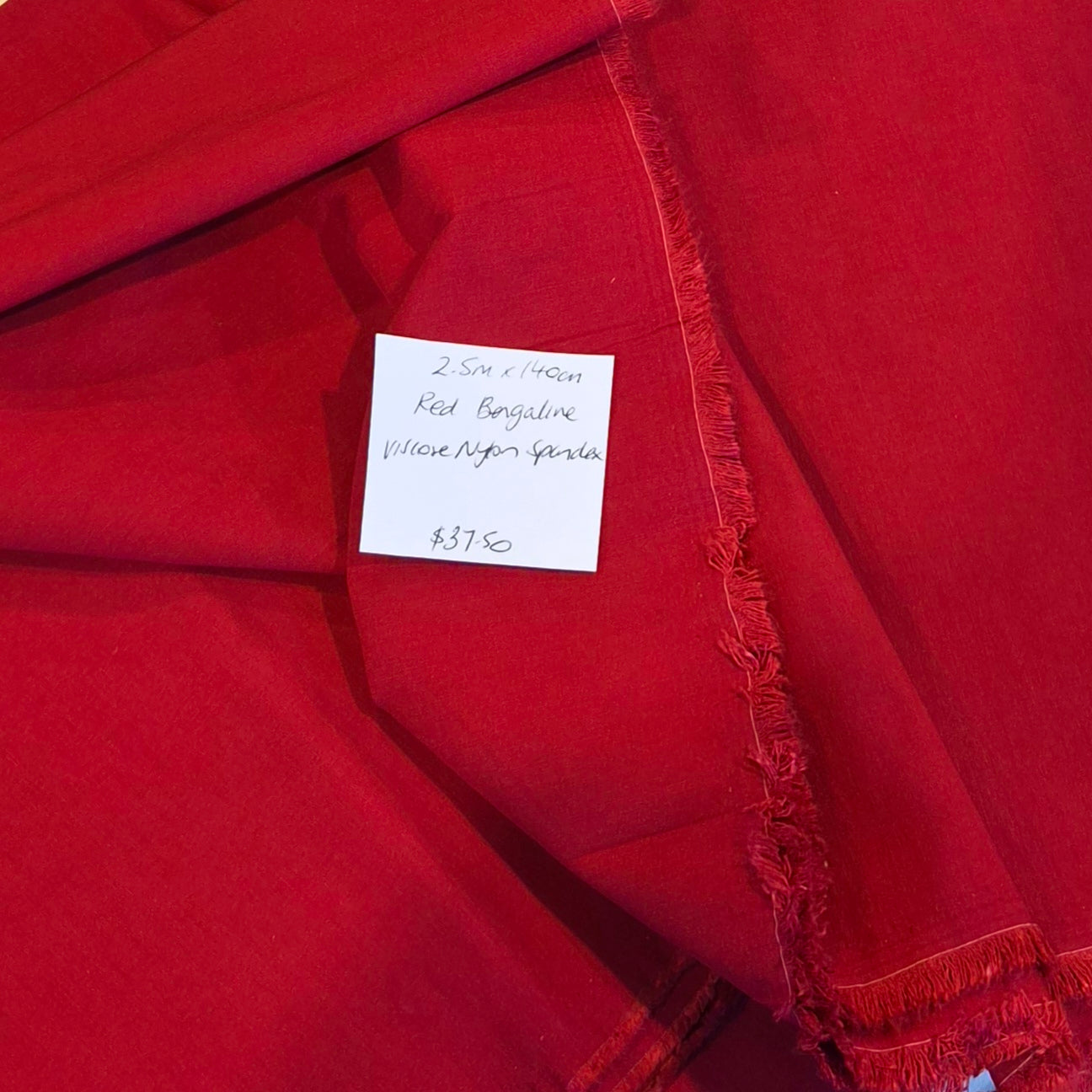 2.5m Red bengaline viscose nylon spandex