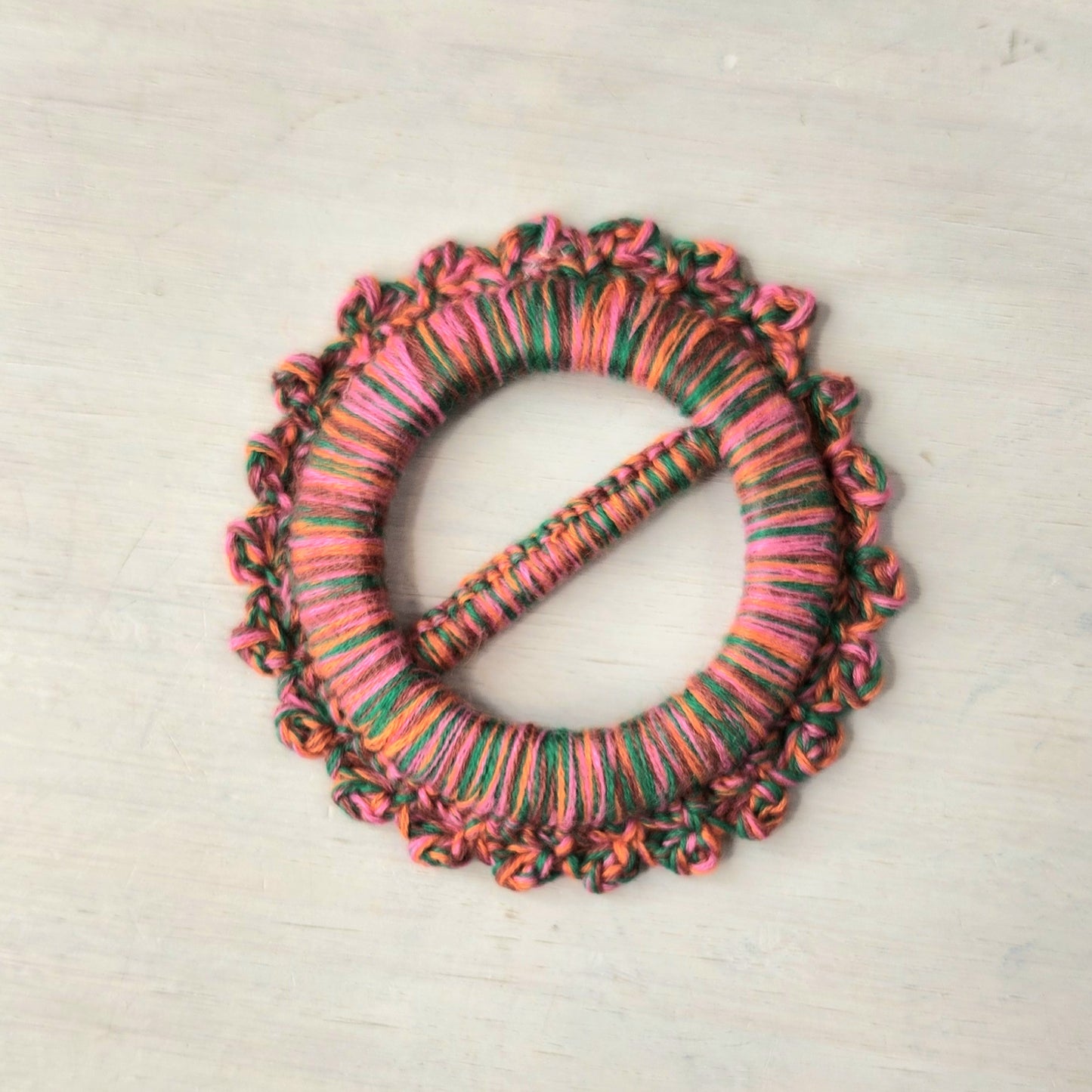 Multi-coloured Crochet bow or tie ring