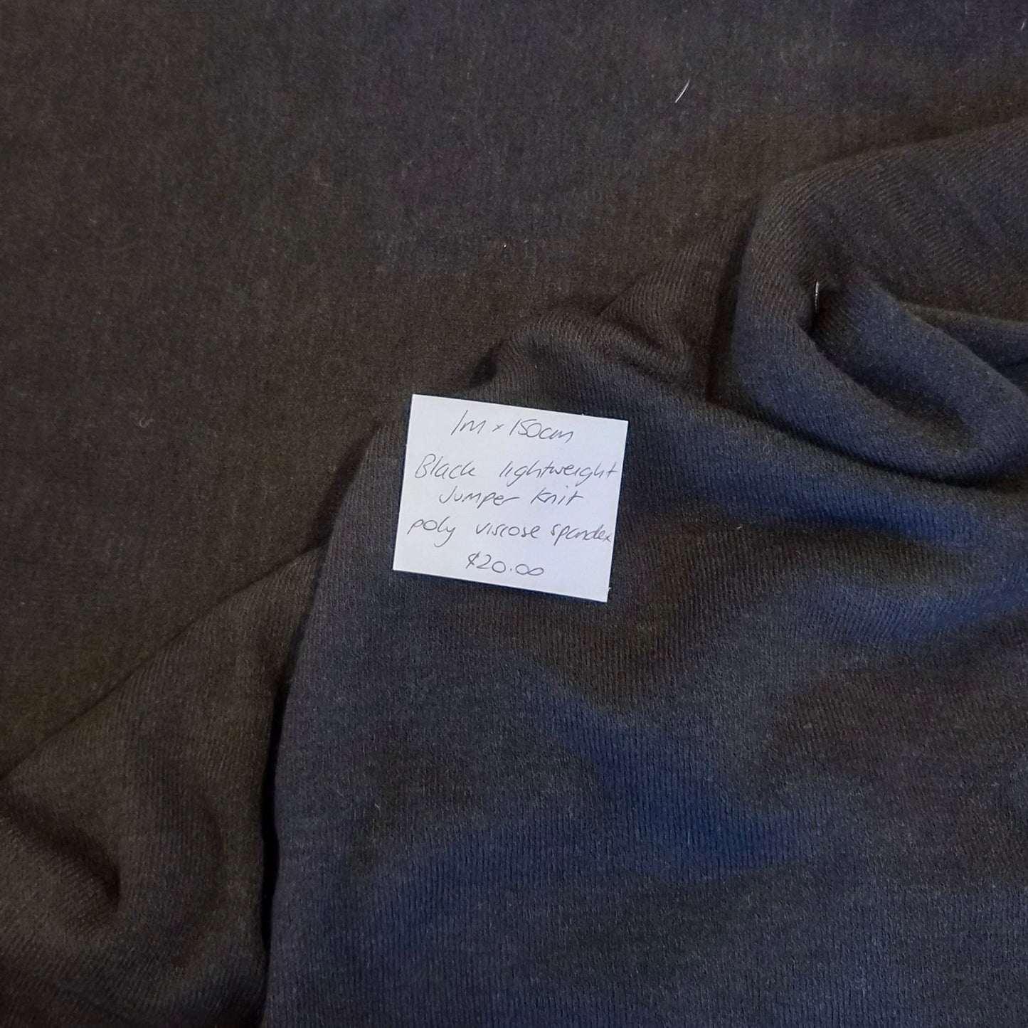 1m Black lightweight jumper knit