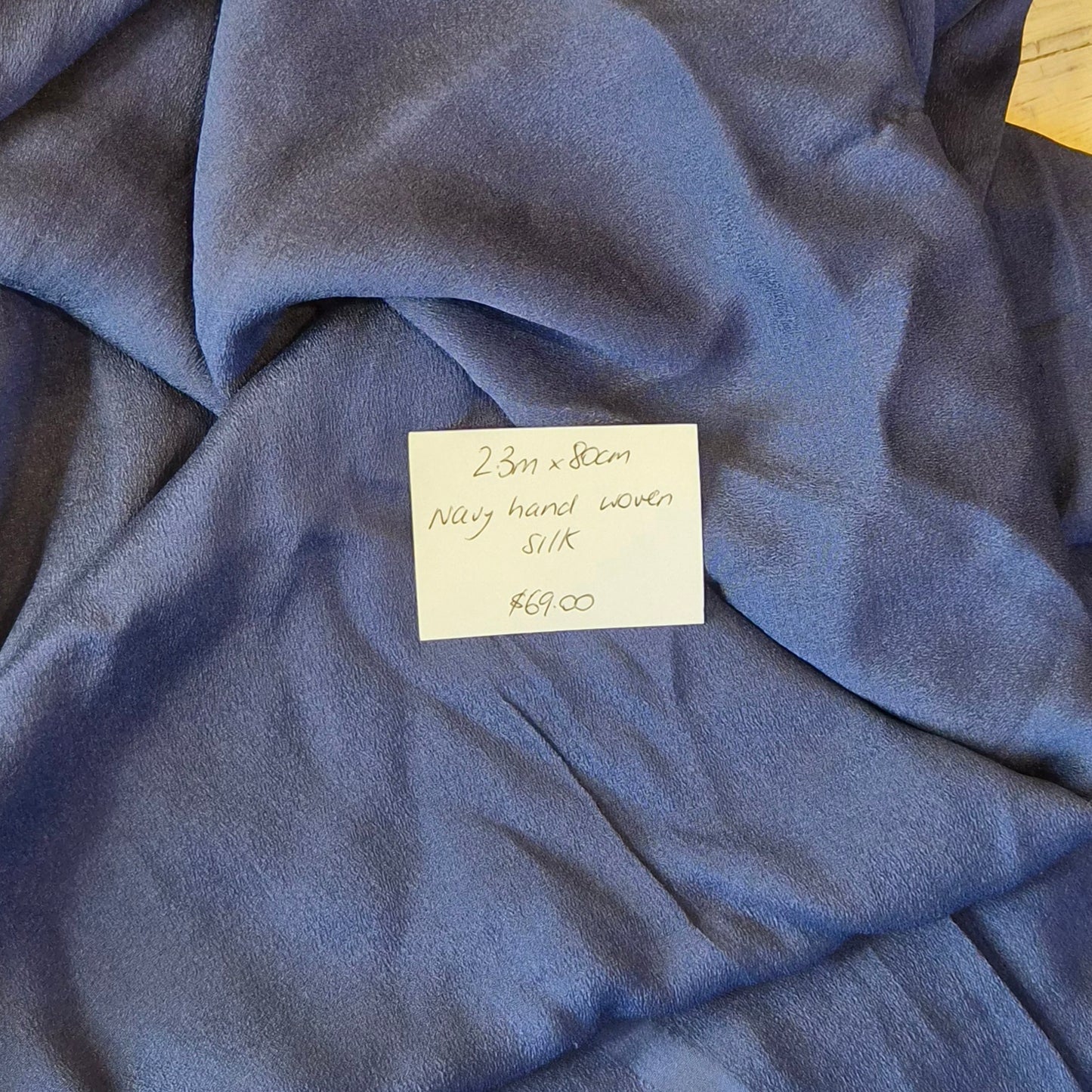 2.3m Navy hand woven silk