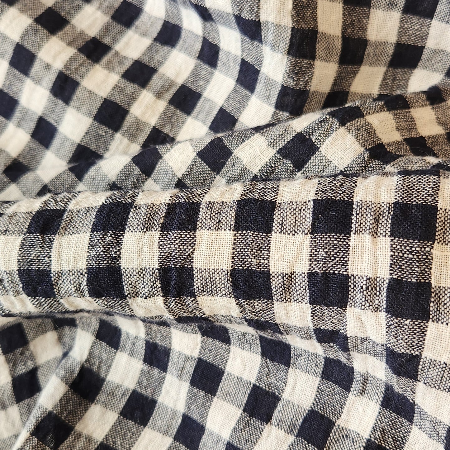 Navy gingham linen