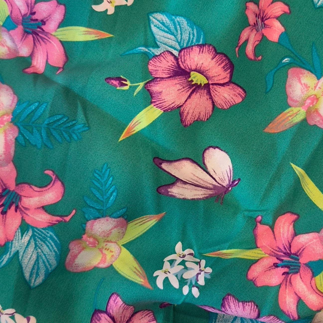 2m Butterflies and flowers viscose challis