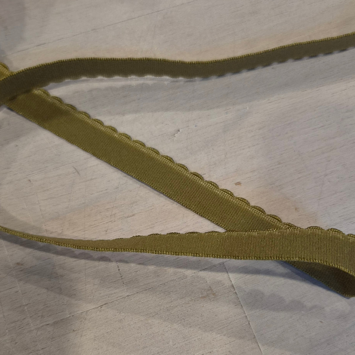 Olive 12mm Plush Picot Elastic