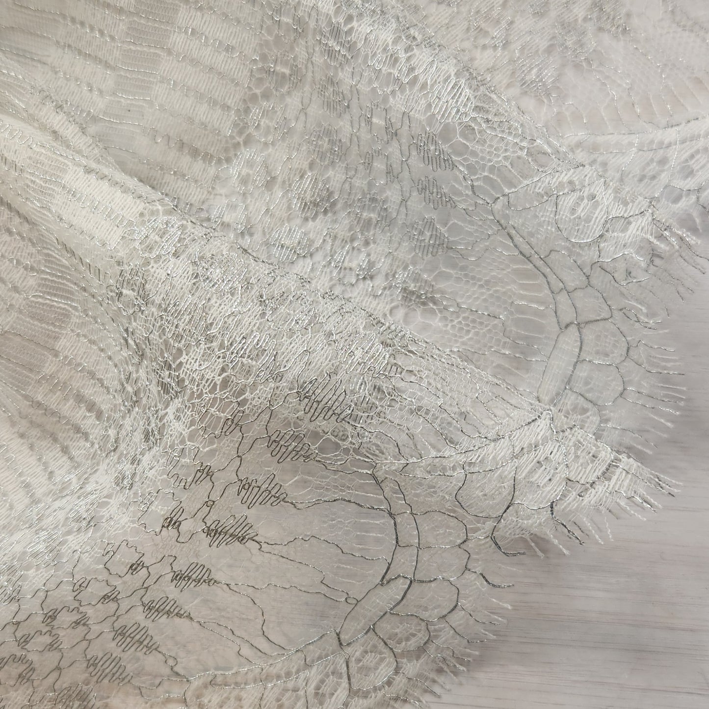 Eloise silver stripes french chantilly lace