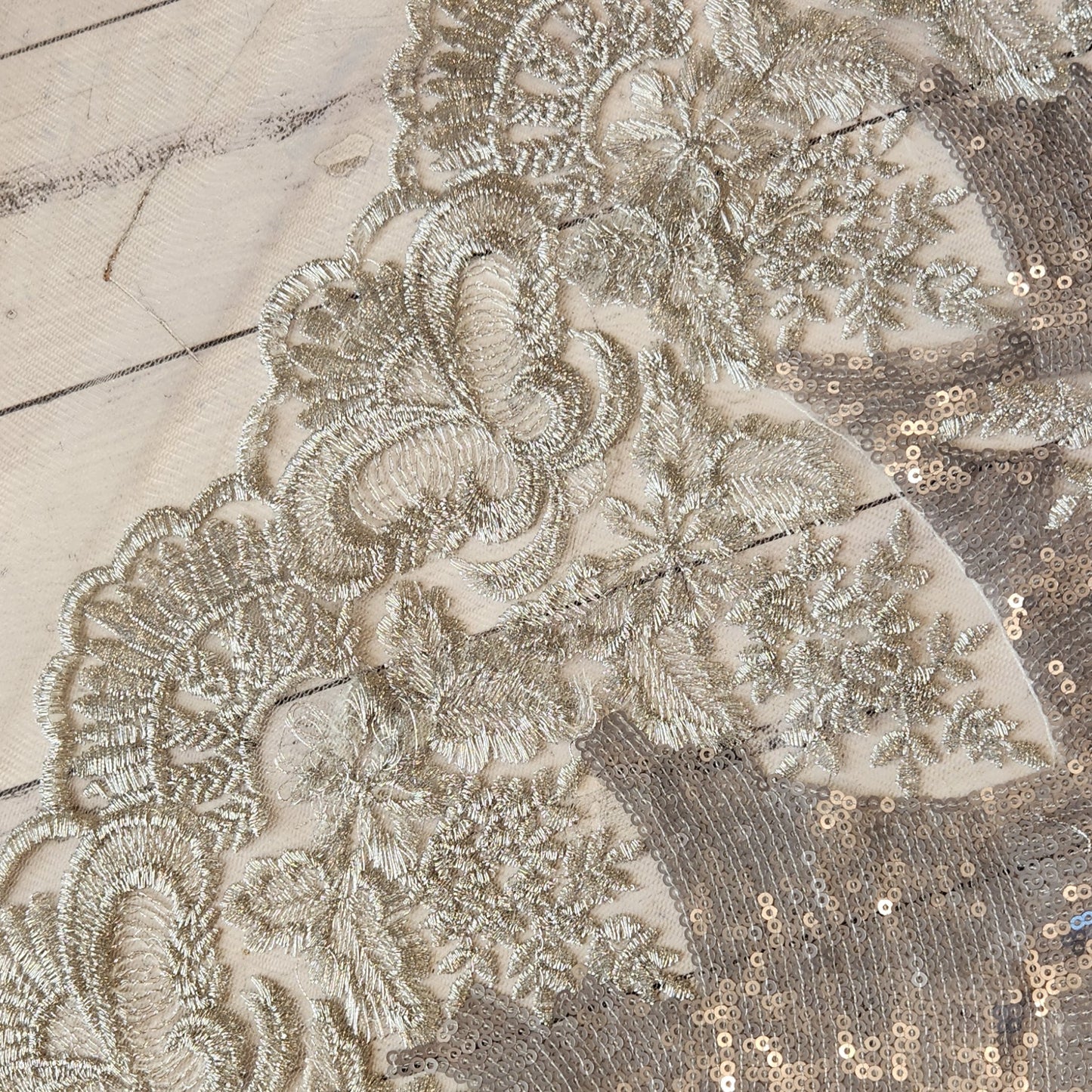 Pewter fantasy Embroidered mesh