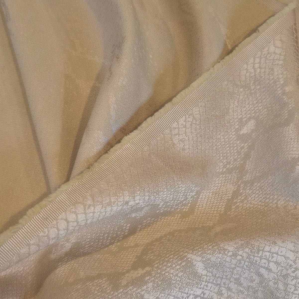 Rich cream snake jacquard satin