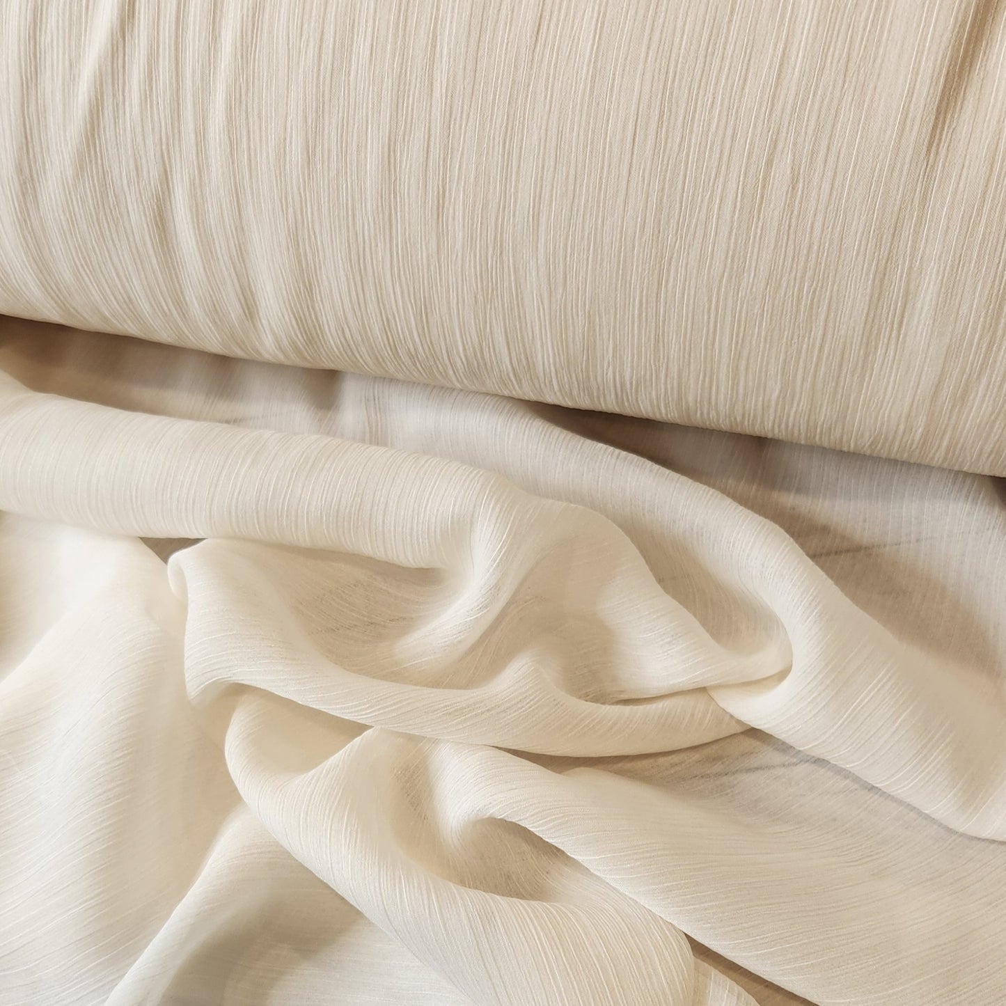 Cream crinkle polyester chiffon