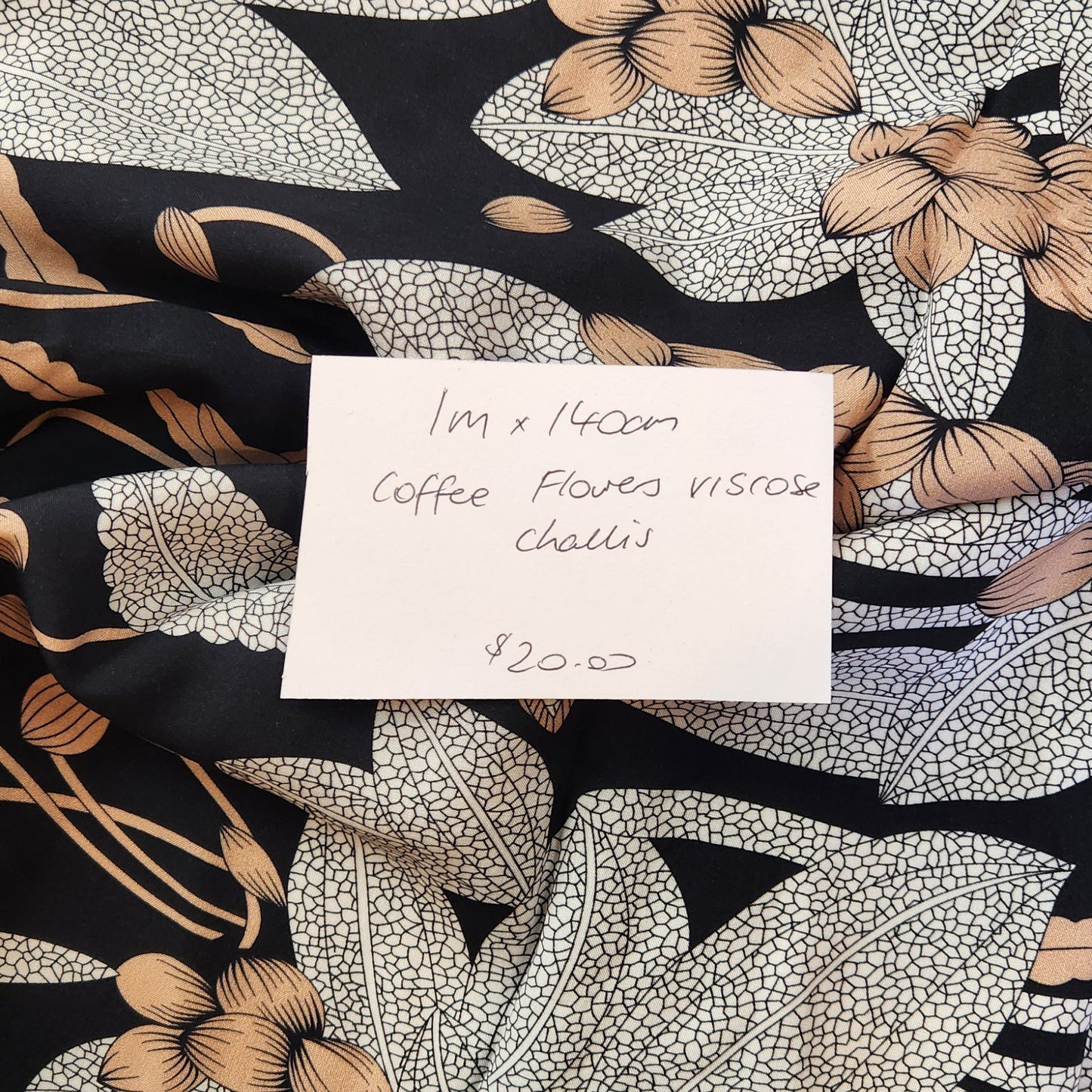 1m Coffee flowers viscose challis