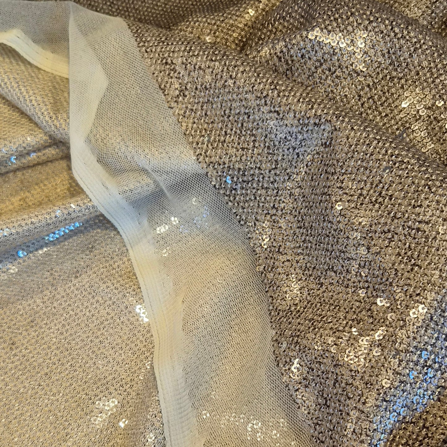 Earth shimmer golden sequin mesh