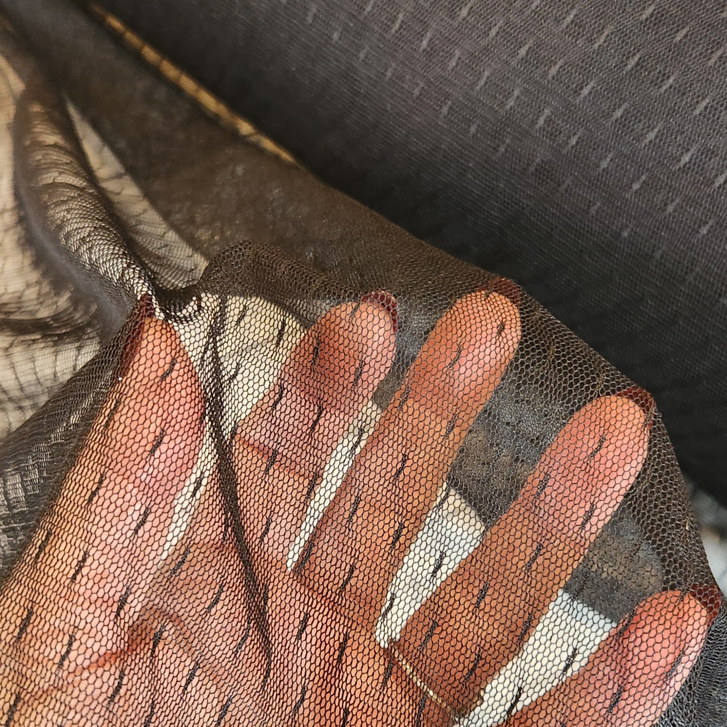 Black delicate long spot mesh