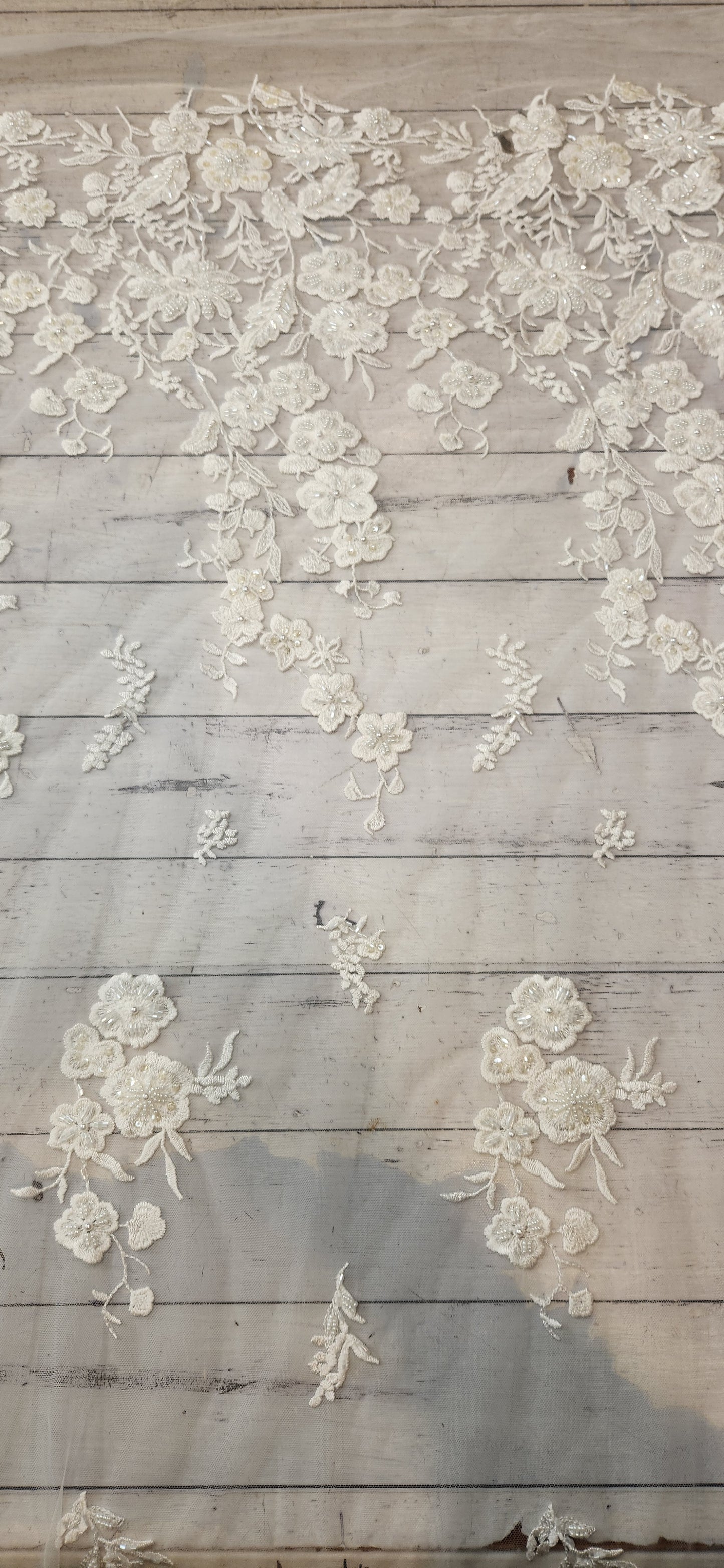 pale ivory bloom embroidered hand beaded tulle