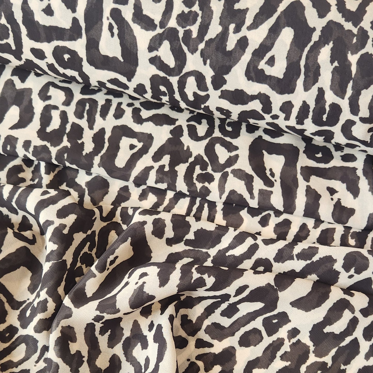 Neutral leopard georgette