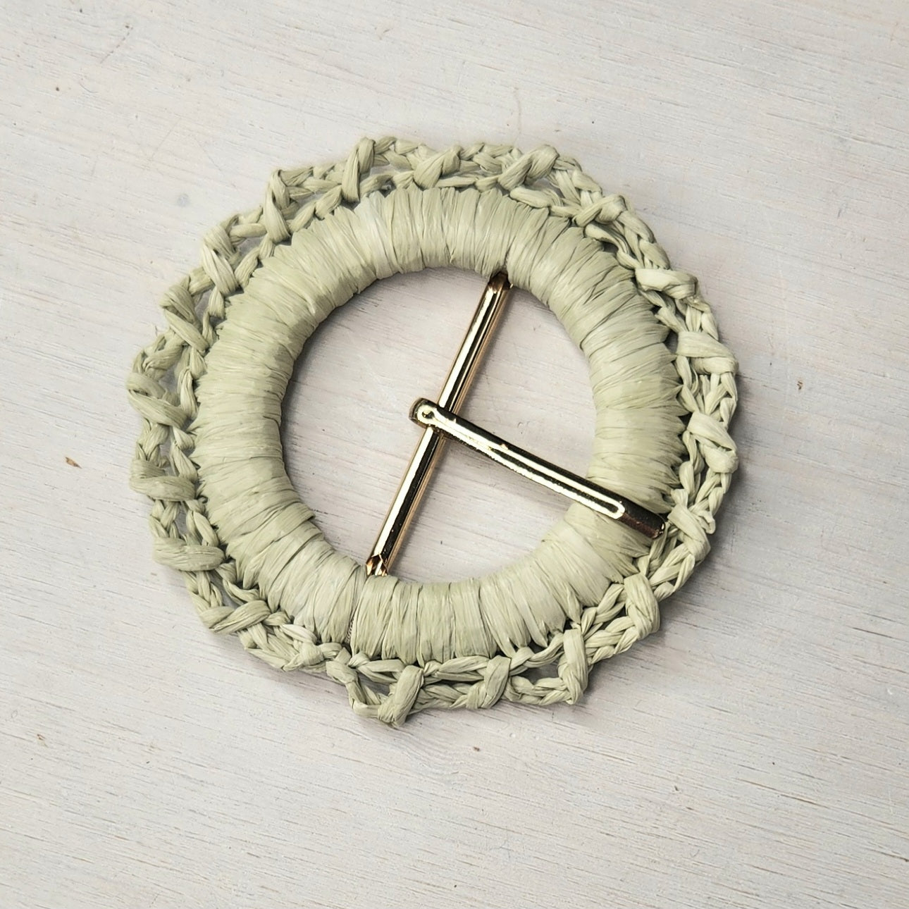 Sage frilled Raffia buckle