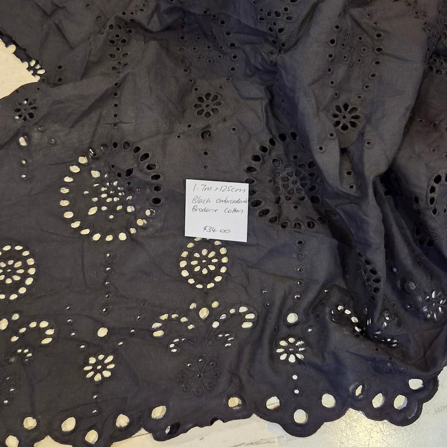 1.7m Black Embroidered broderie