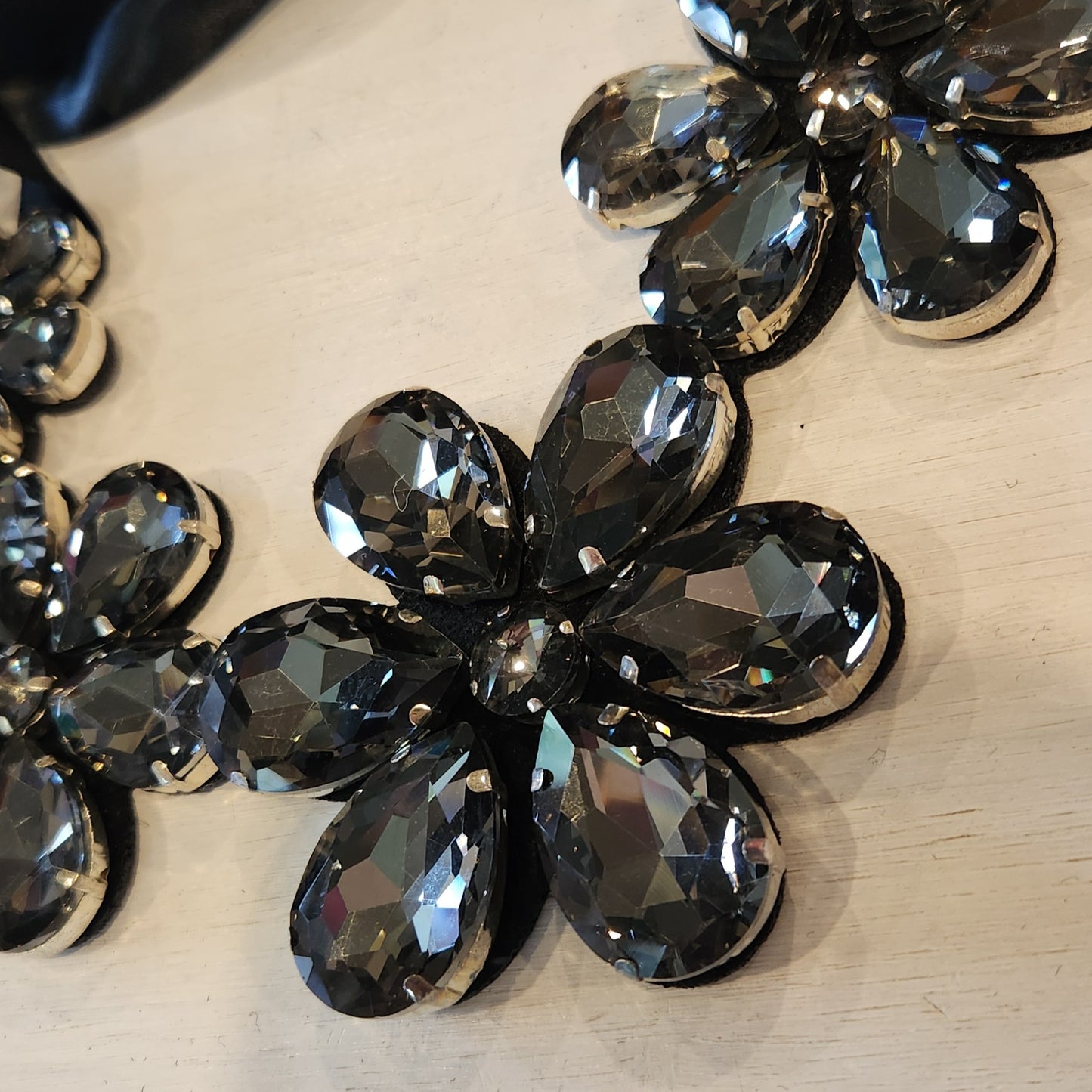 Vintage style black rhinestone floral piece