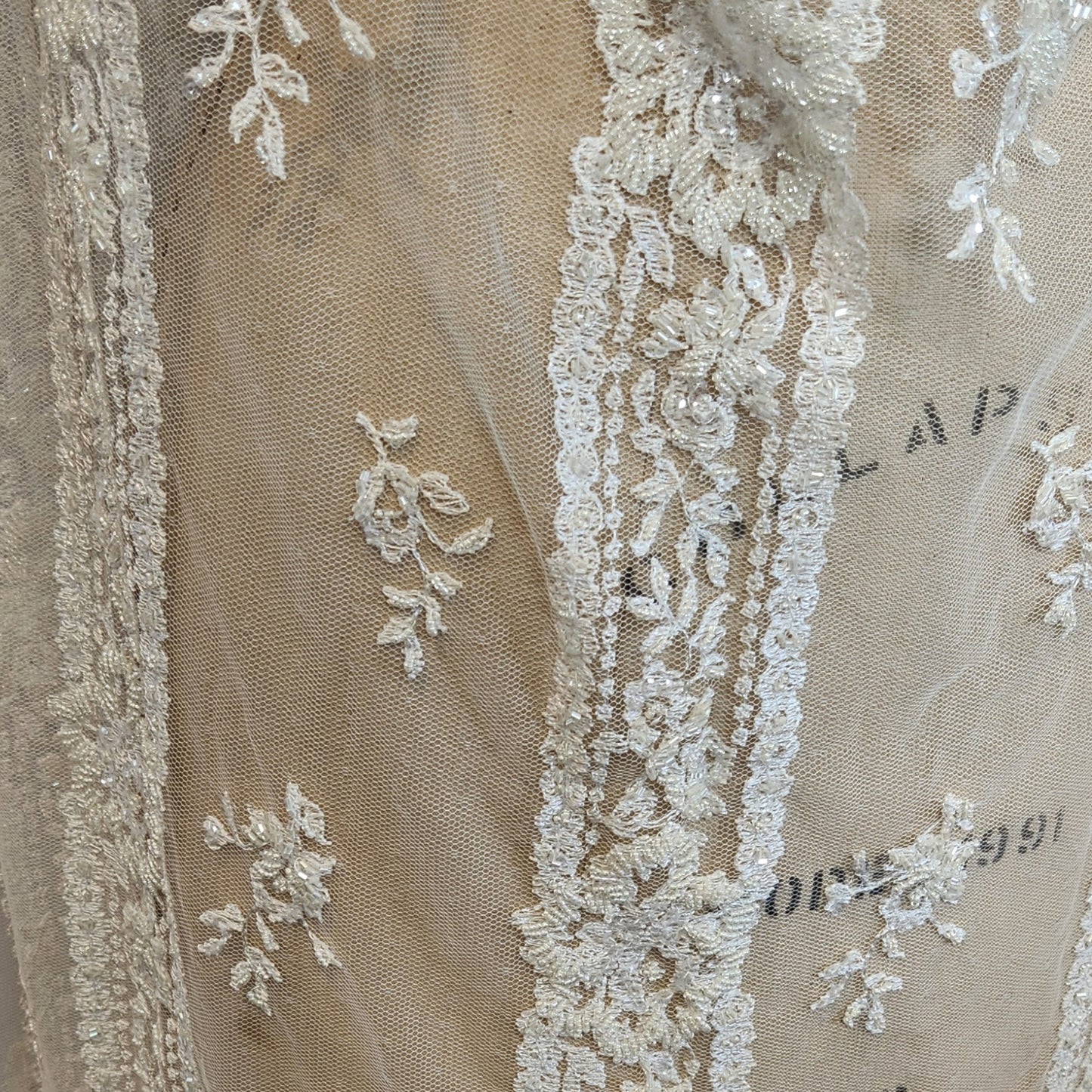 3m Ivory handbeaded lace