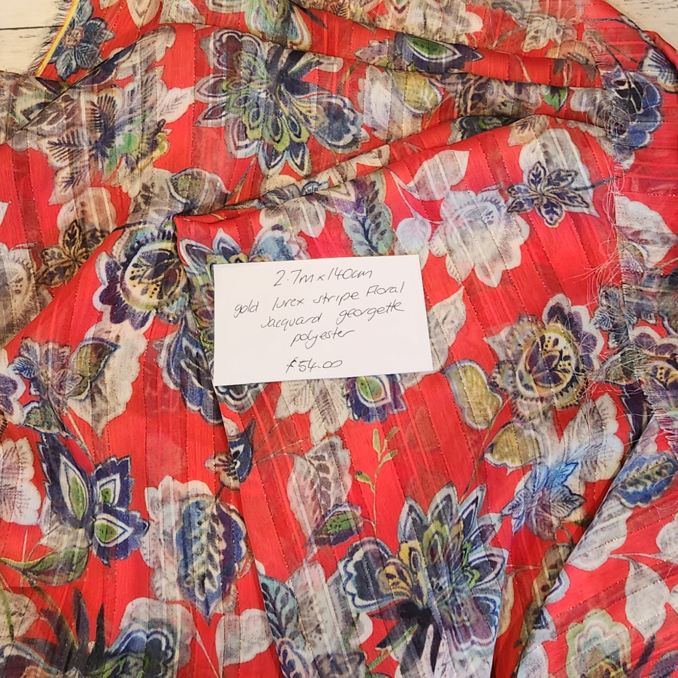 2.7m Gold lurex stripe fliral georgette