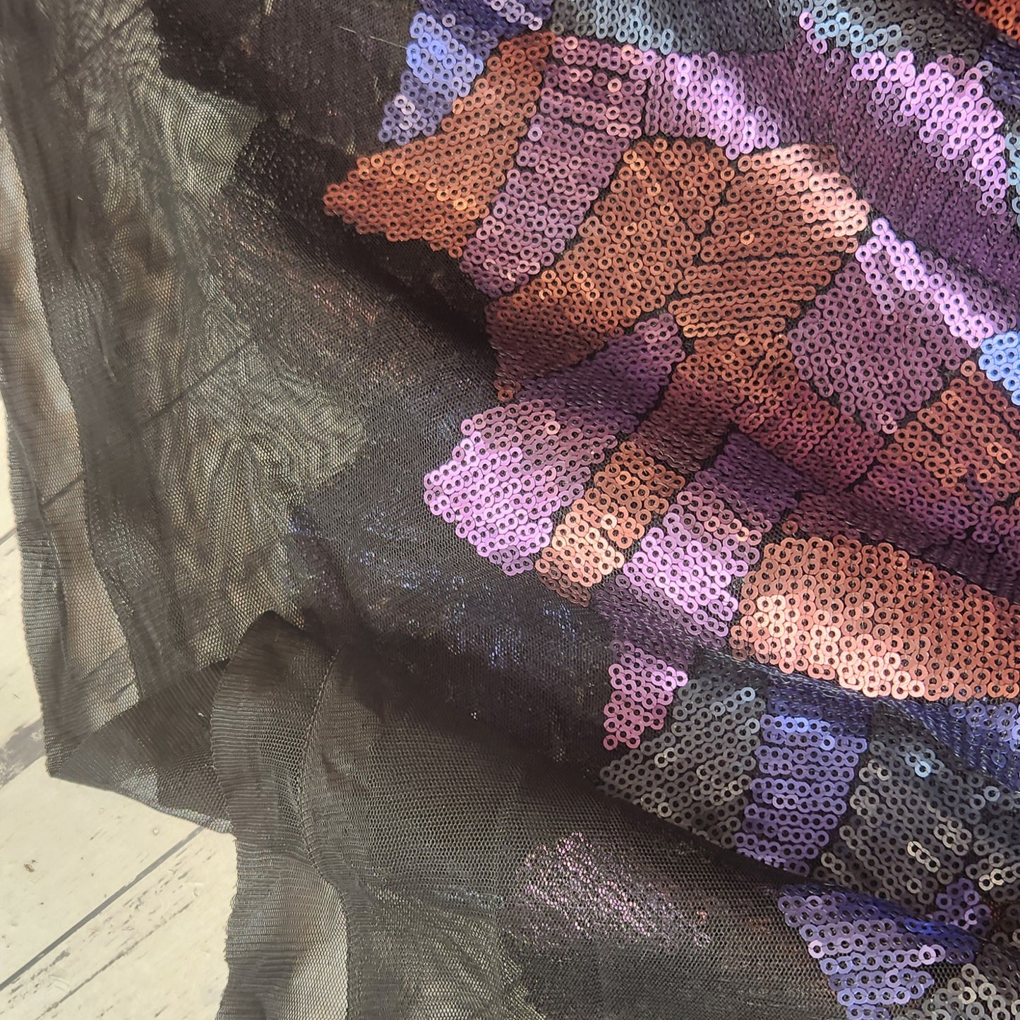 Autumn leaves sequin mesh
