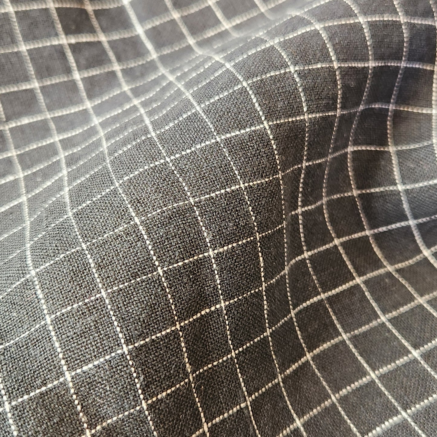 Black grid organic linen