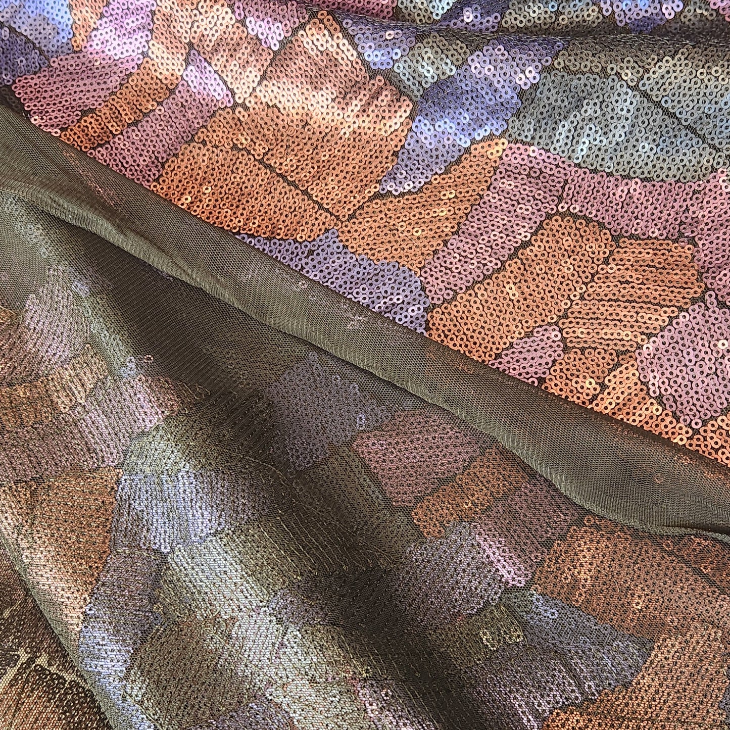 Autumn leaves sequin mesh
