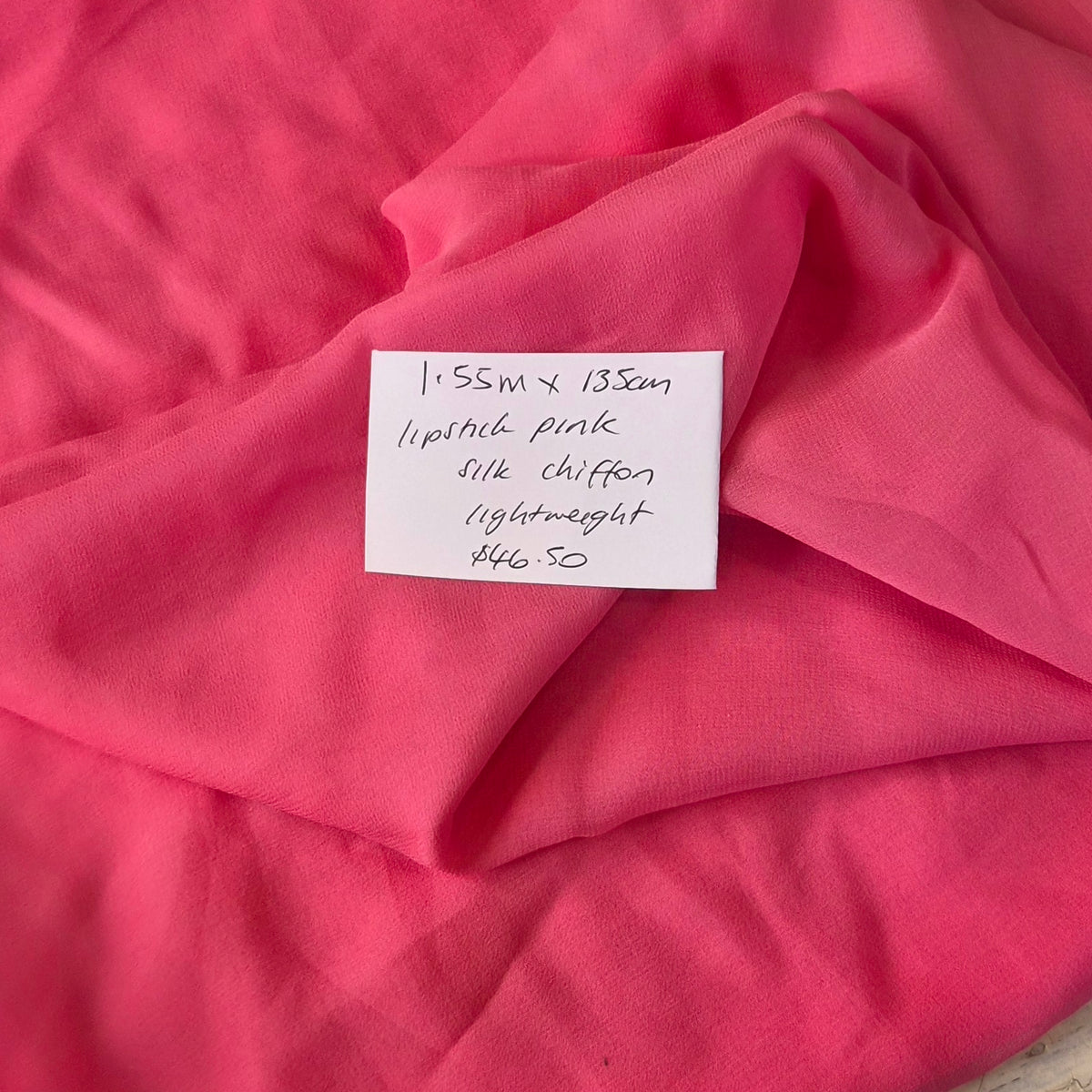 1.55m Lipstick pink silk chiffon