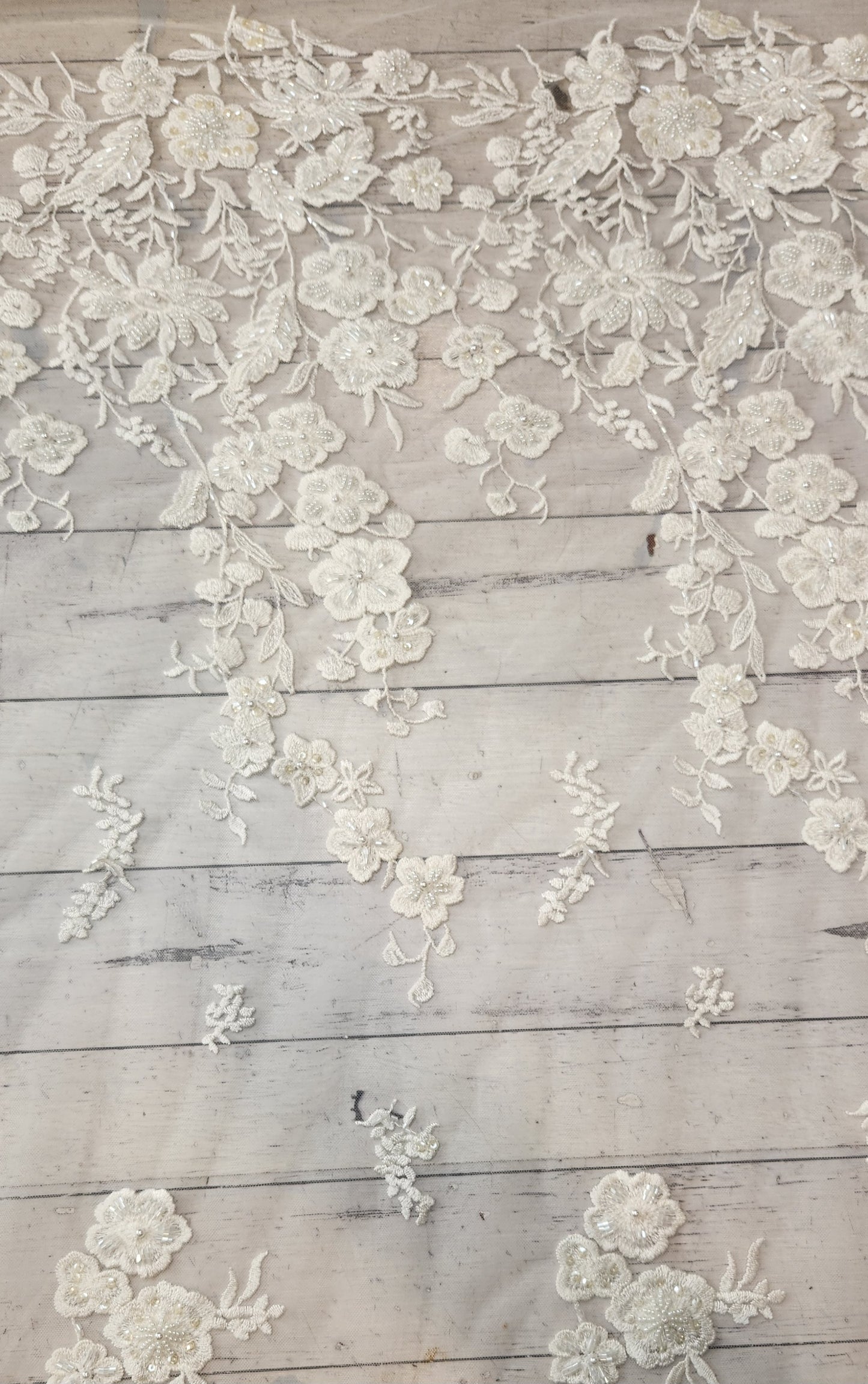 pale ivory bloom embroidered hand beaded tulle