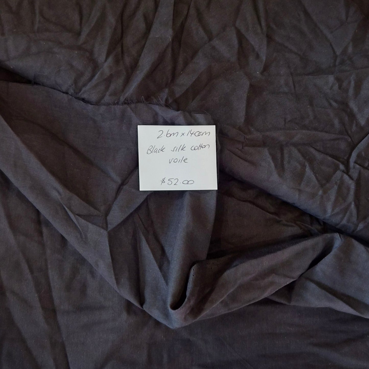 2.6m Black silk cotton voile