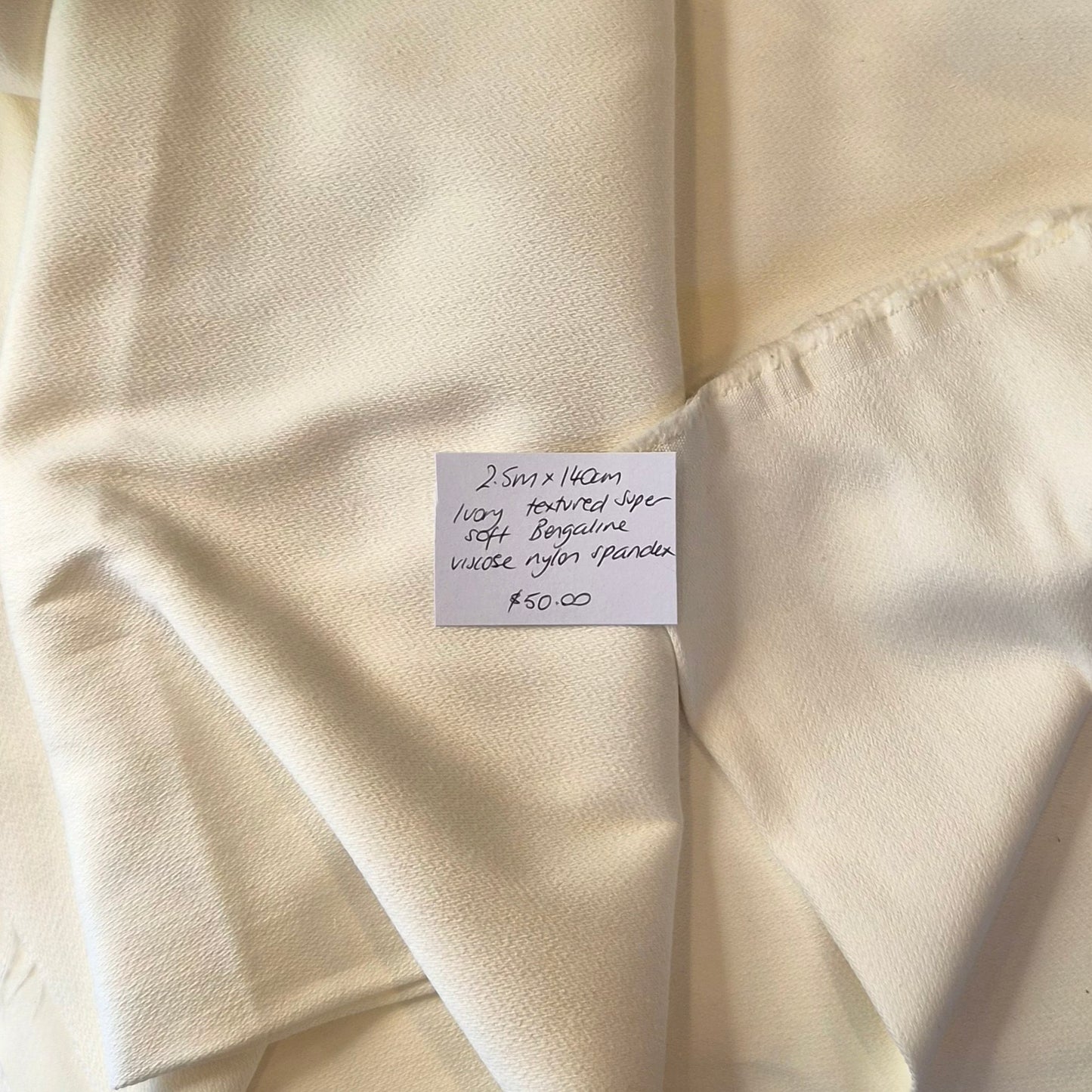 2.5m Ivory textured super soft bengaline