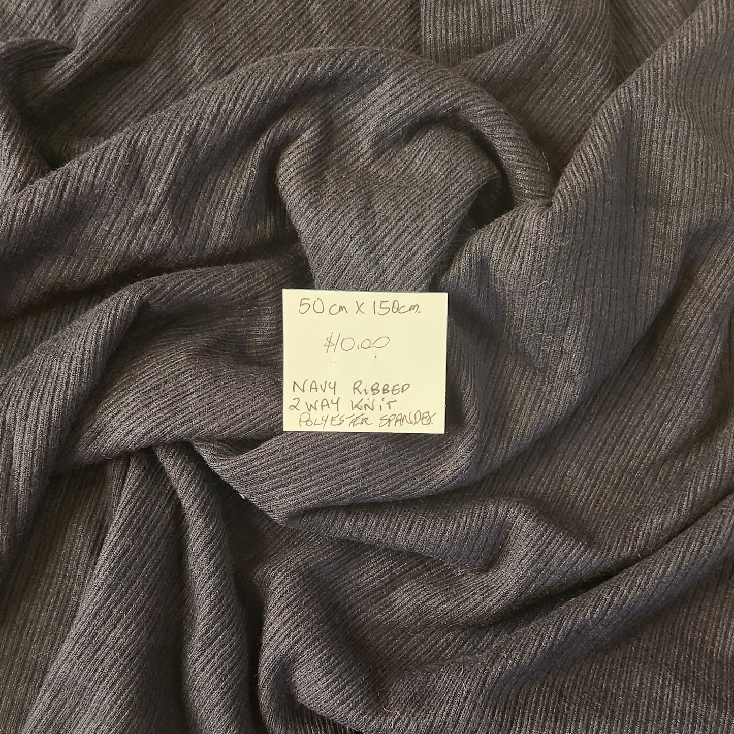 50cm Navy ribbed knit