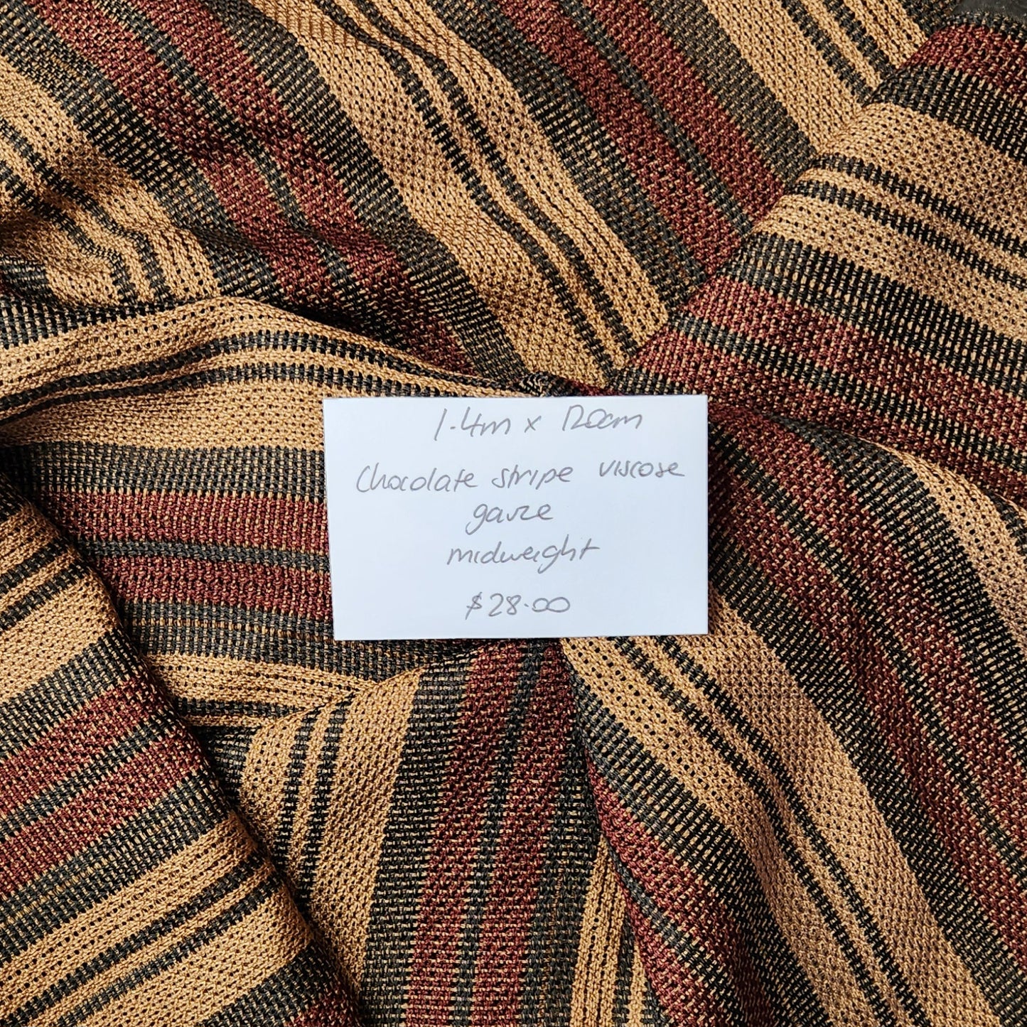 1.4m Chocolate stripe gauze