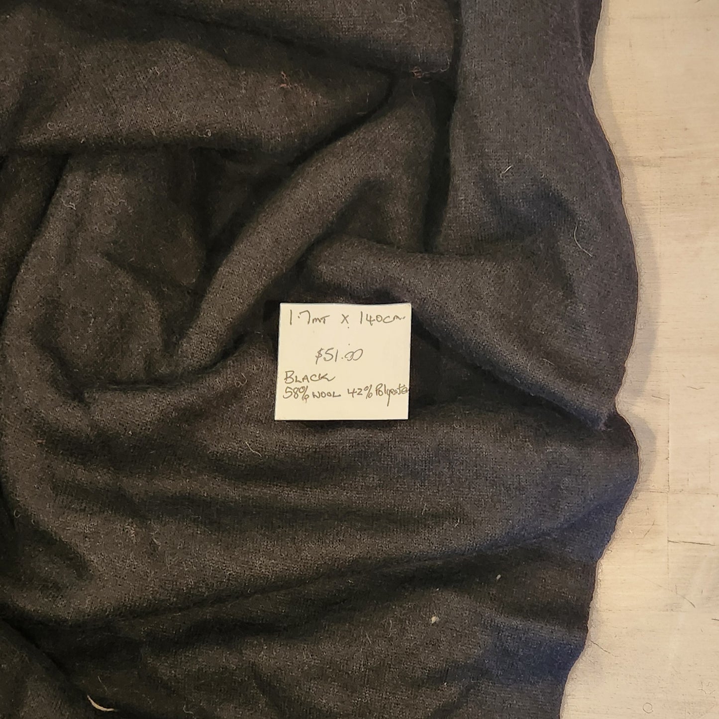 1.7m Black coating wool poly