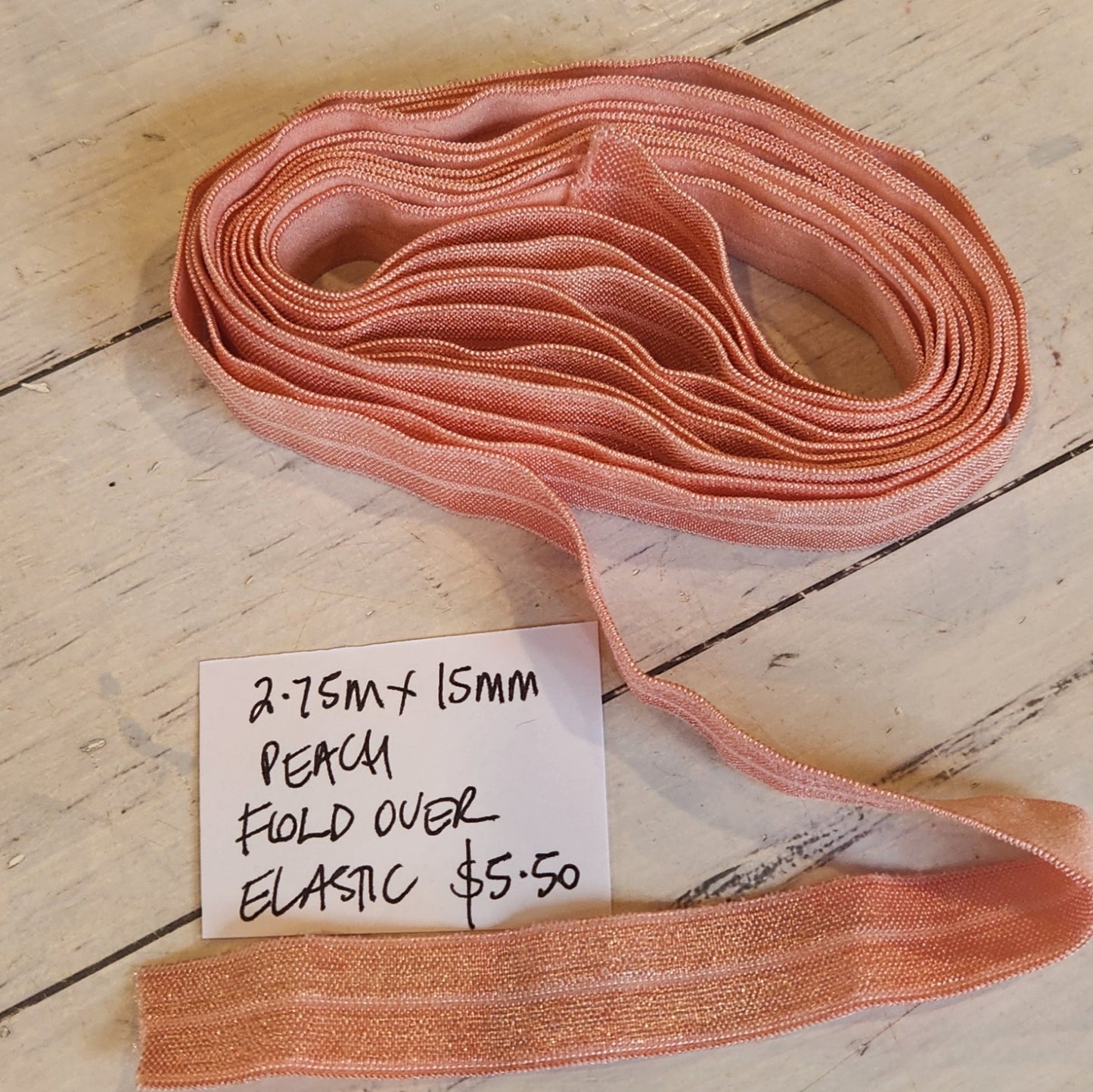 2.75m Peach foldover elastic