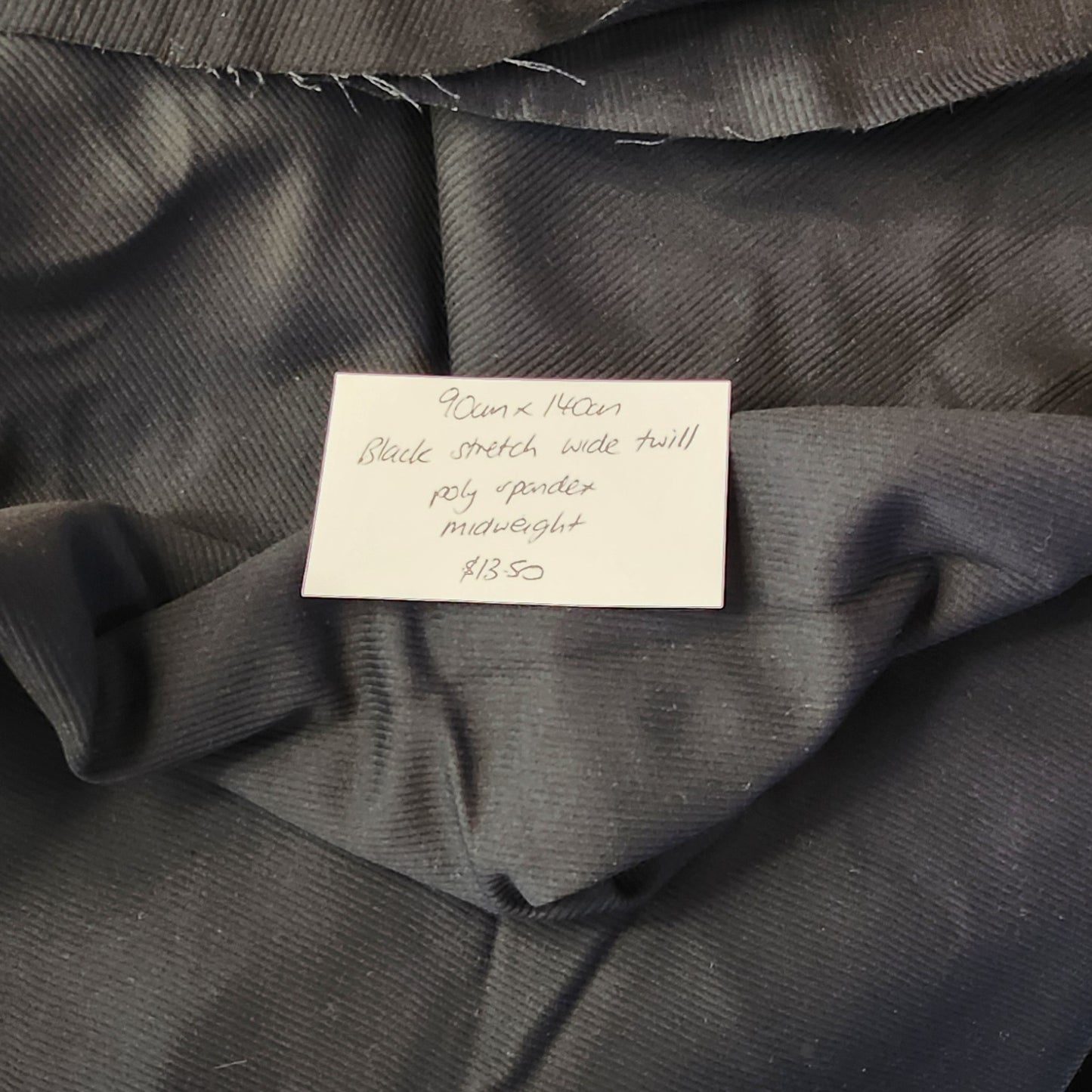 90cm Black stretch wide twill