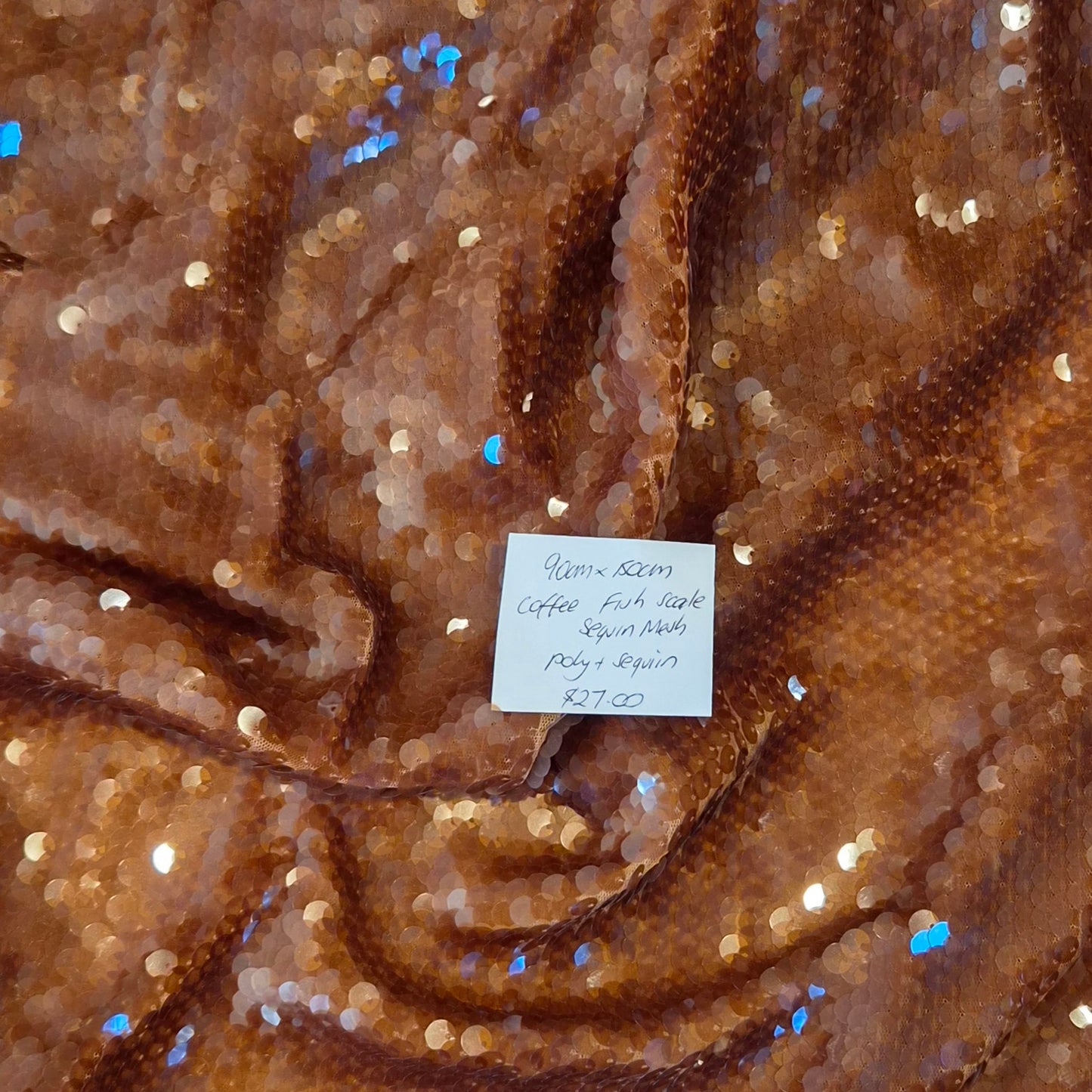 90cm Coffee Fish scale sequin mesh
