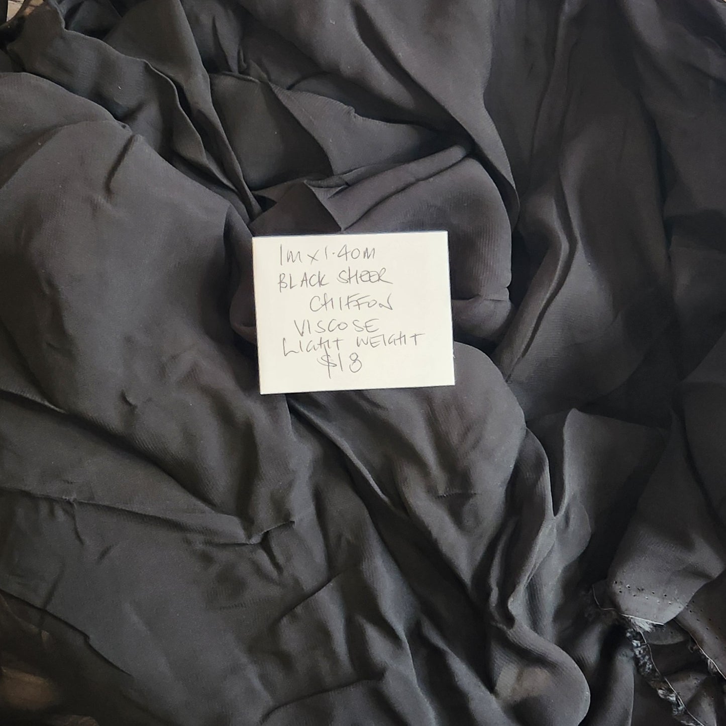 1m Black sheer chiffon