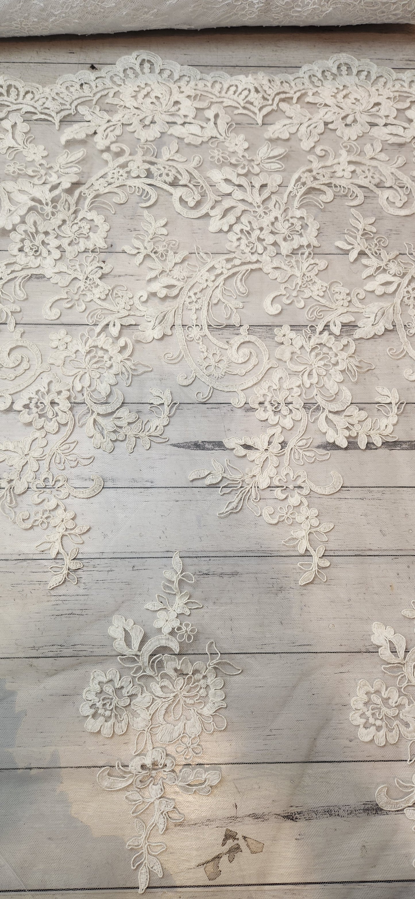 Isabel light ivory Corded mesh Lace