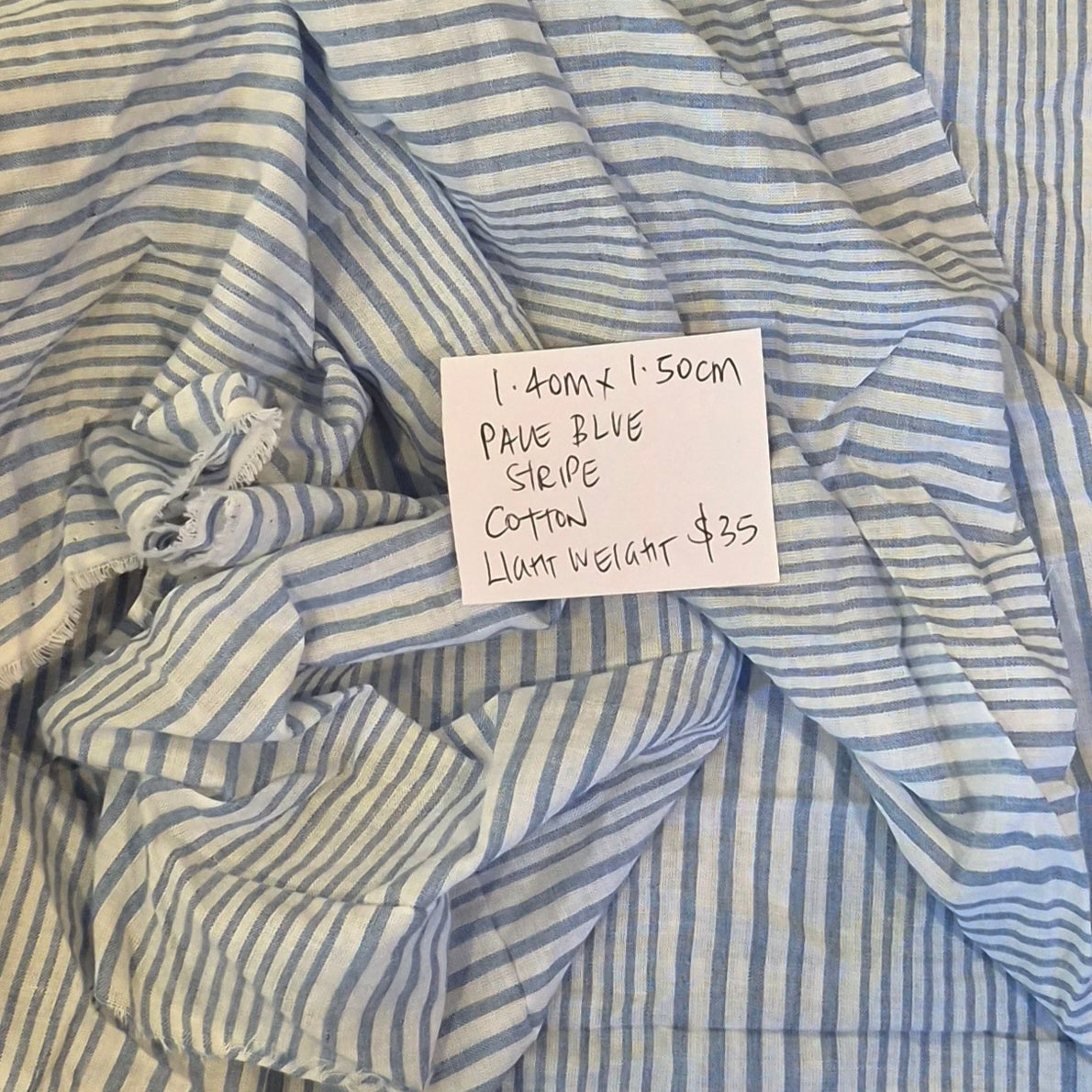 1.40m Pale blue stripe cotton