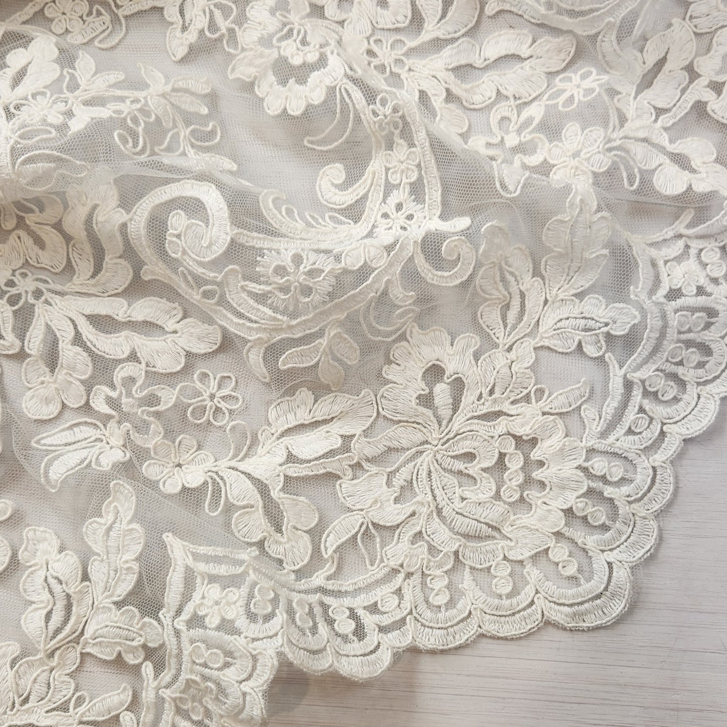 Isabel light ivory Corded mesh Lace