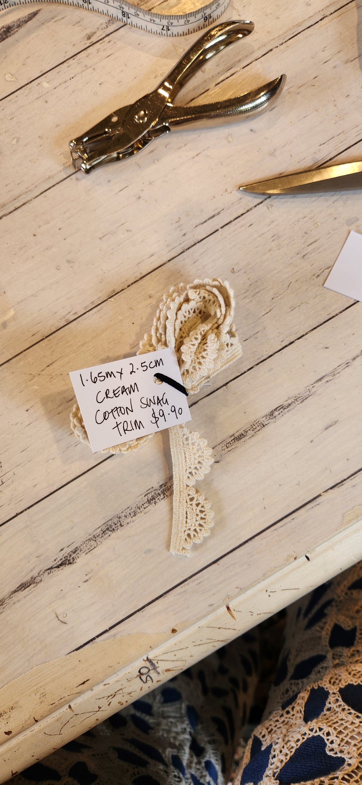 1.65m Cream cotton swag trim