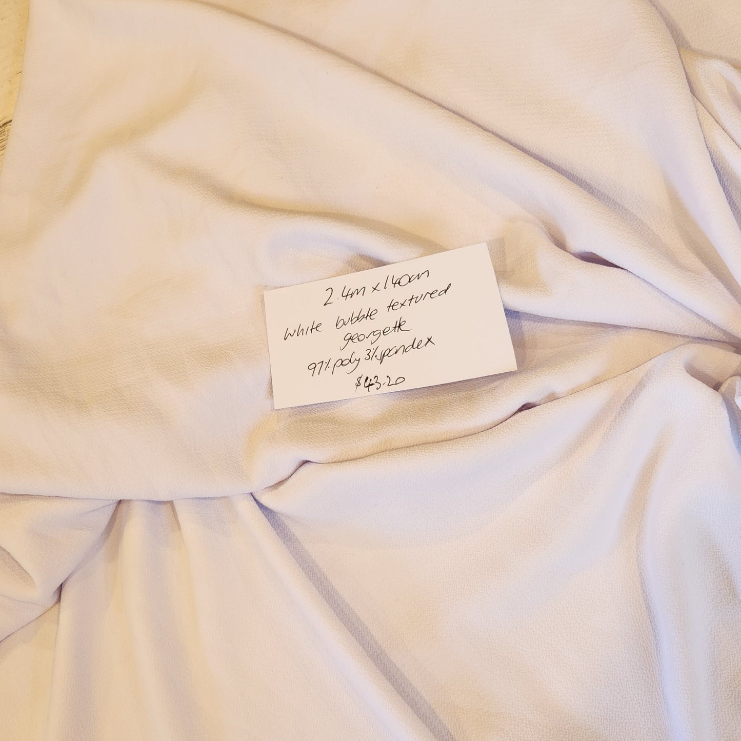 2.4m White bubble textured georgette