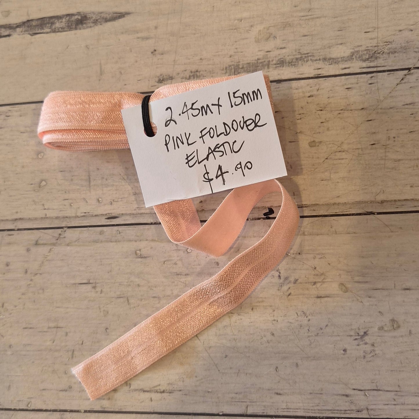 2.45m Pink foldover elastic